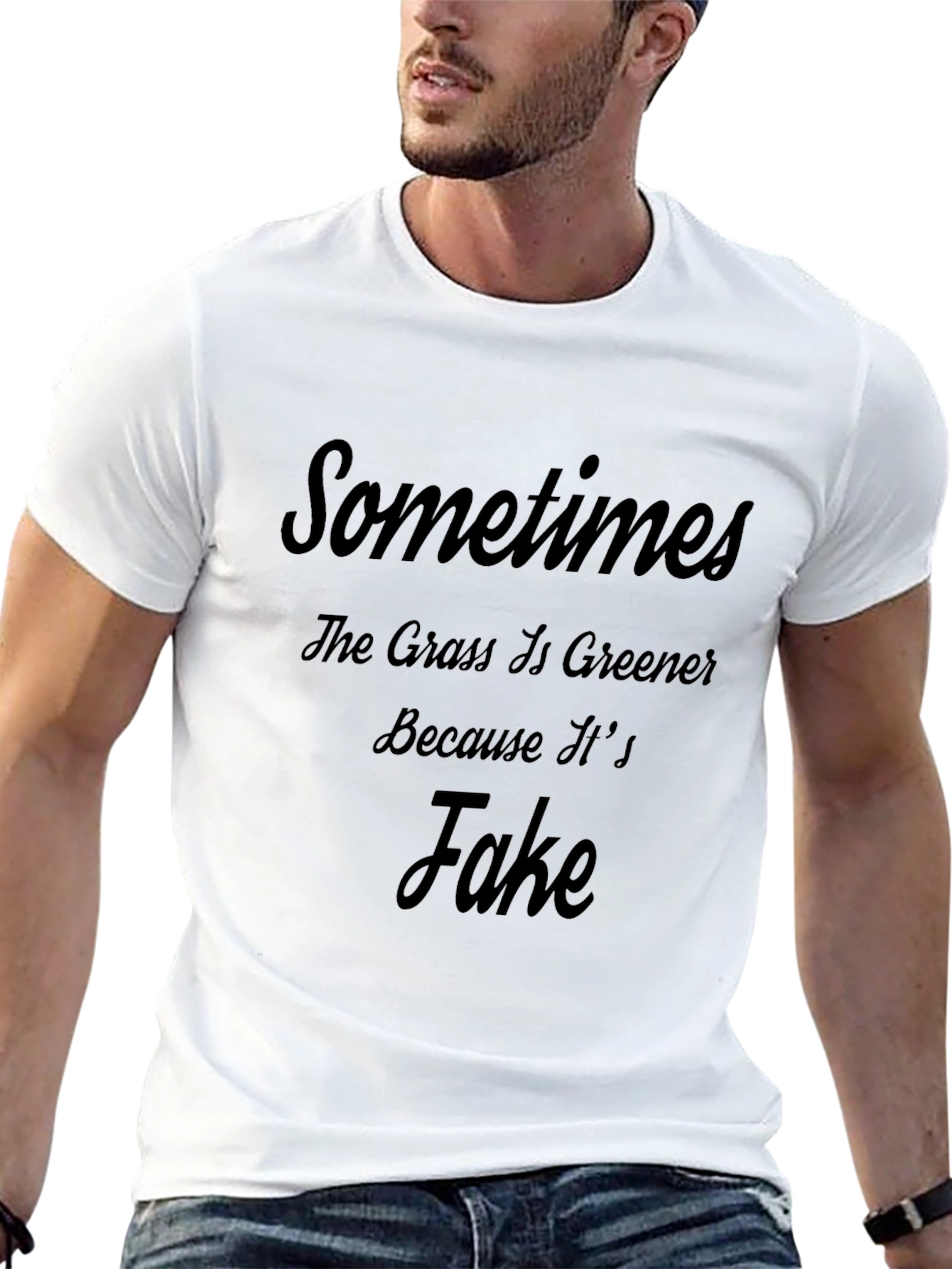 Black Sometimes the Grass is Greener Funny T-Shirt view 13