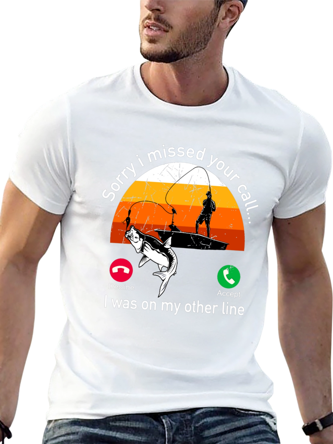 Black Sorry I Missed Your Call Fishing T-Shirt view 13