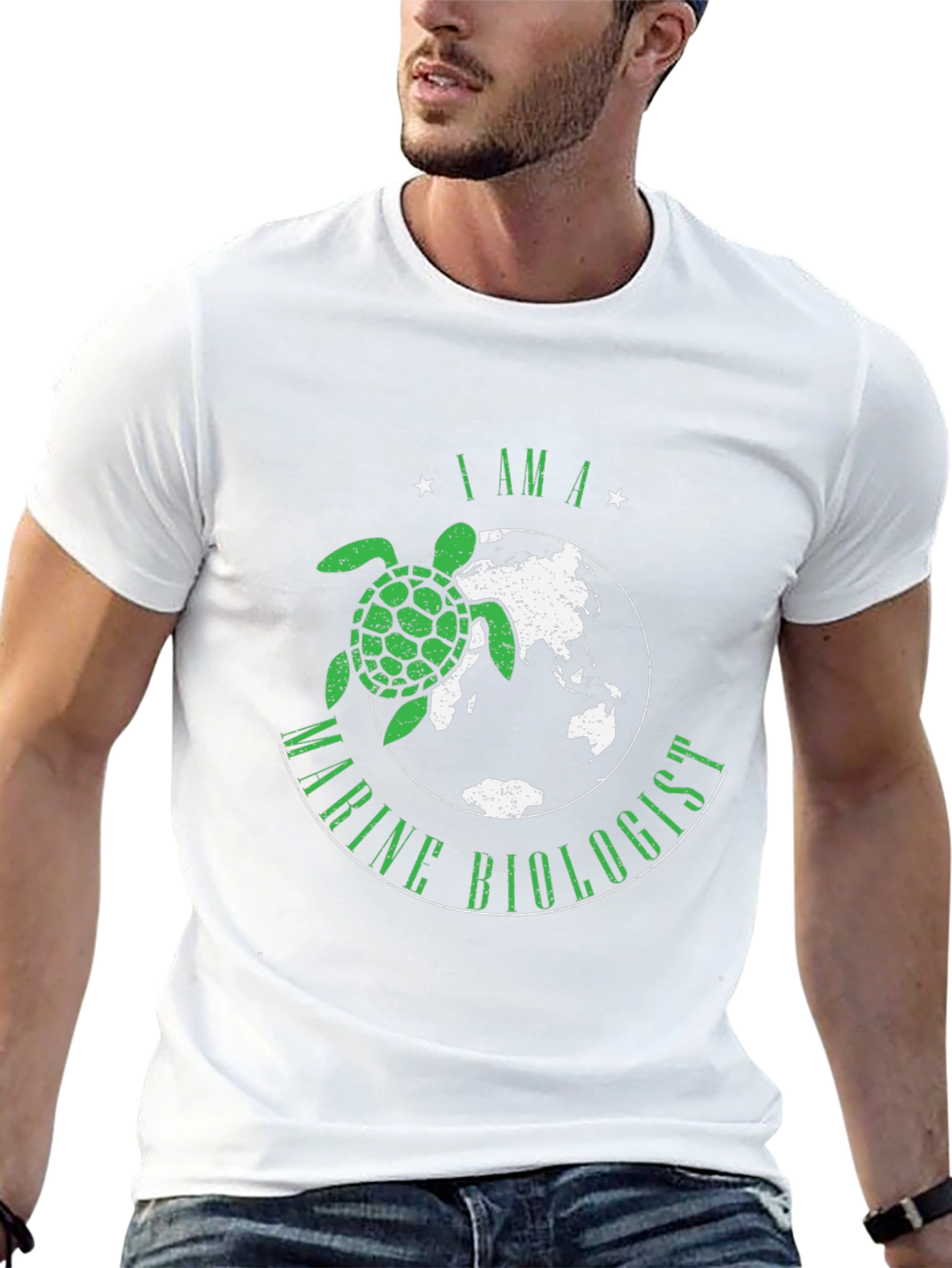 Black Marine Biologist Turtle Graphic T-Shirt view 13