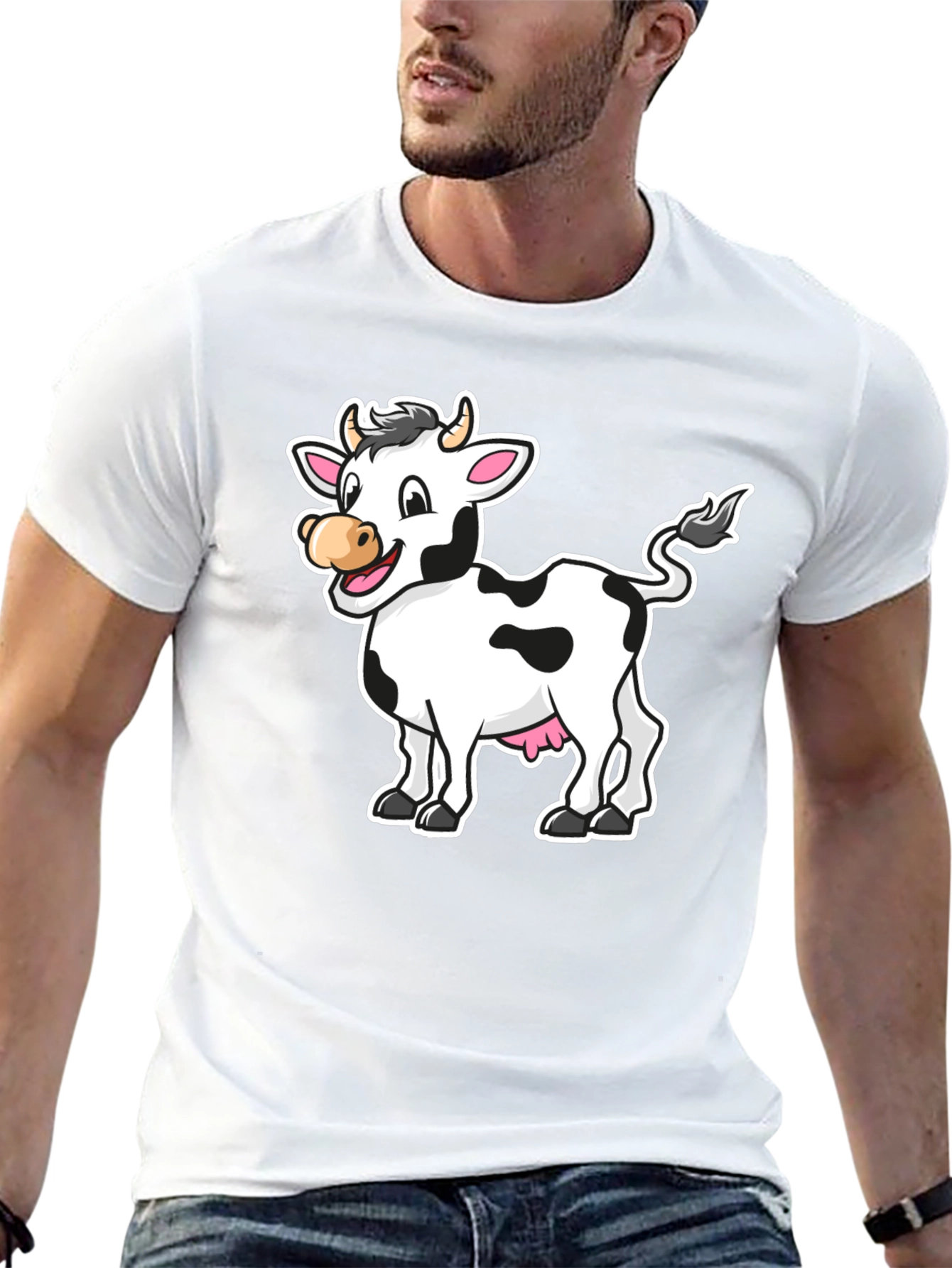 Black Cow Graphic Print Black T-Shirt view 13