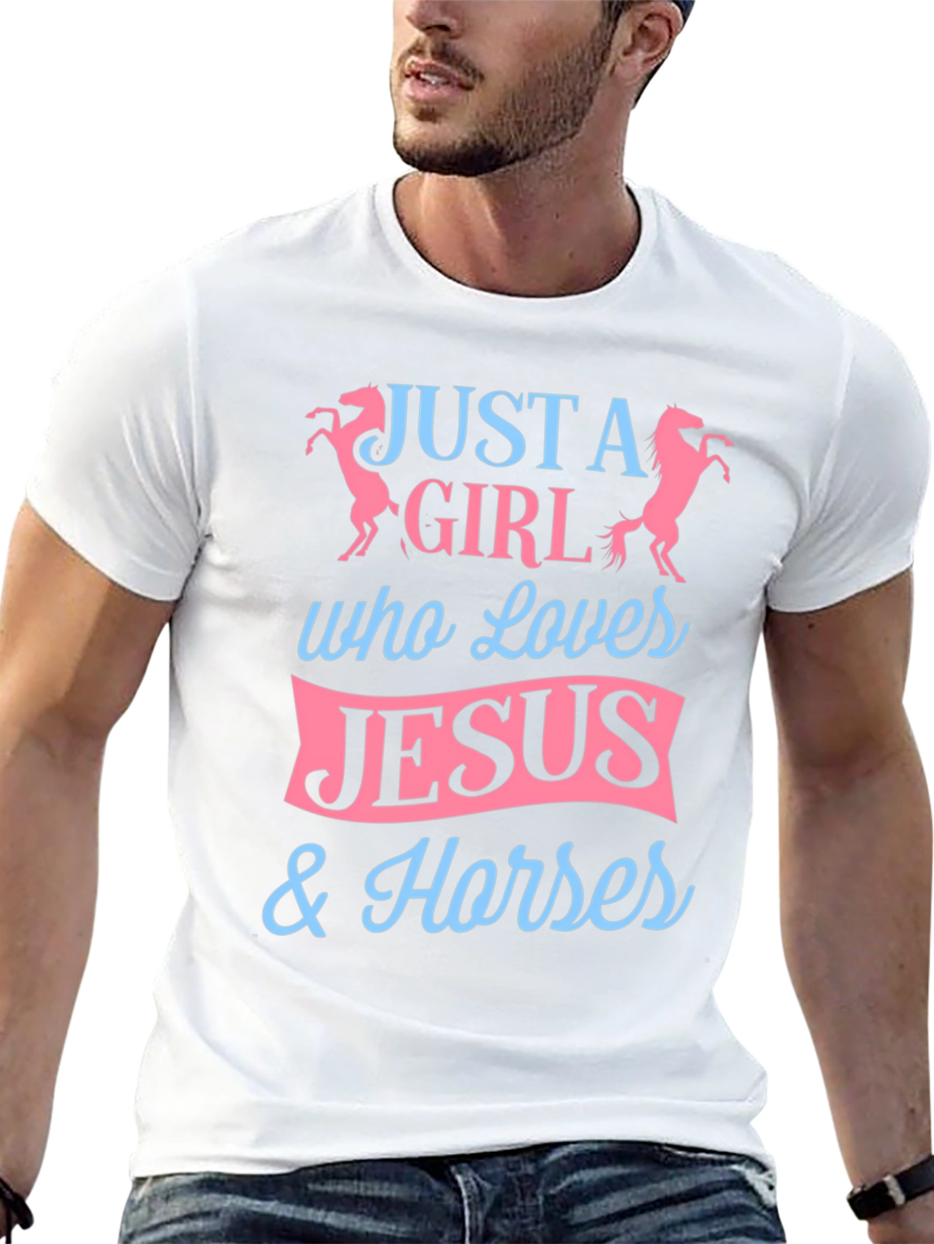 Black Just A Girl Who Loves Jesus and Horses Graphic Tee view 13