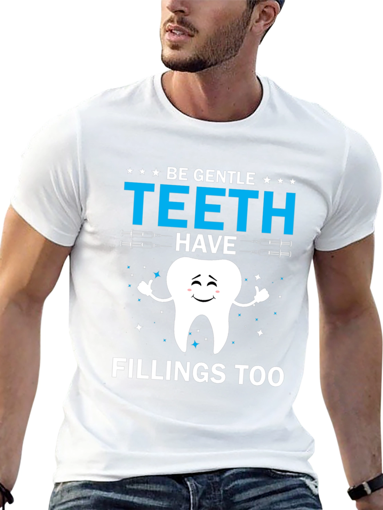 Black Funny Dentist T-Shirt - Be Gentle Teeth Have Fillings Too view 13