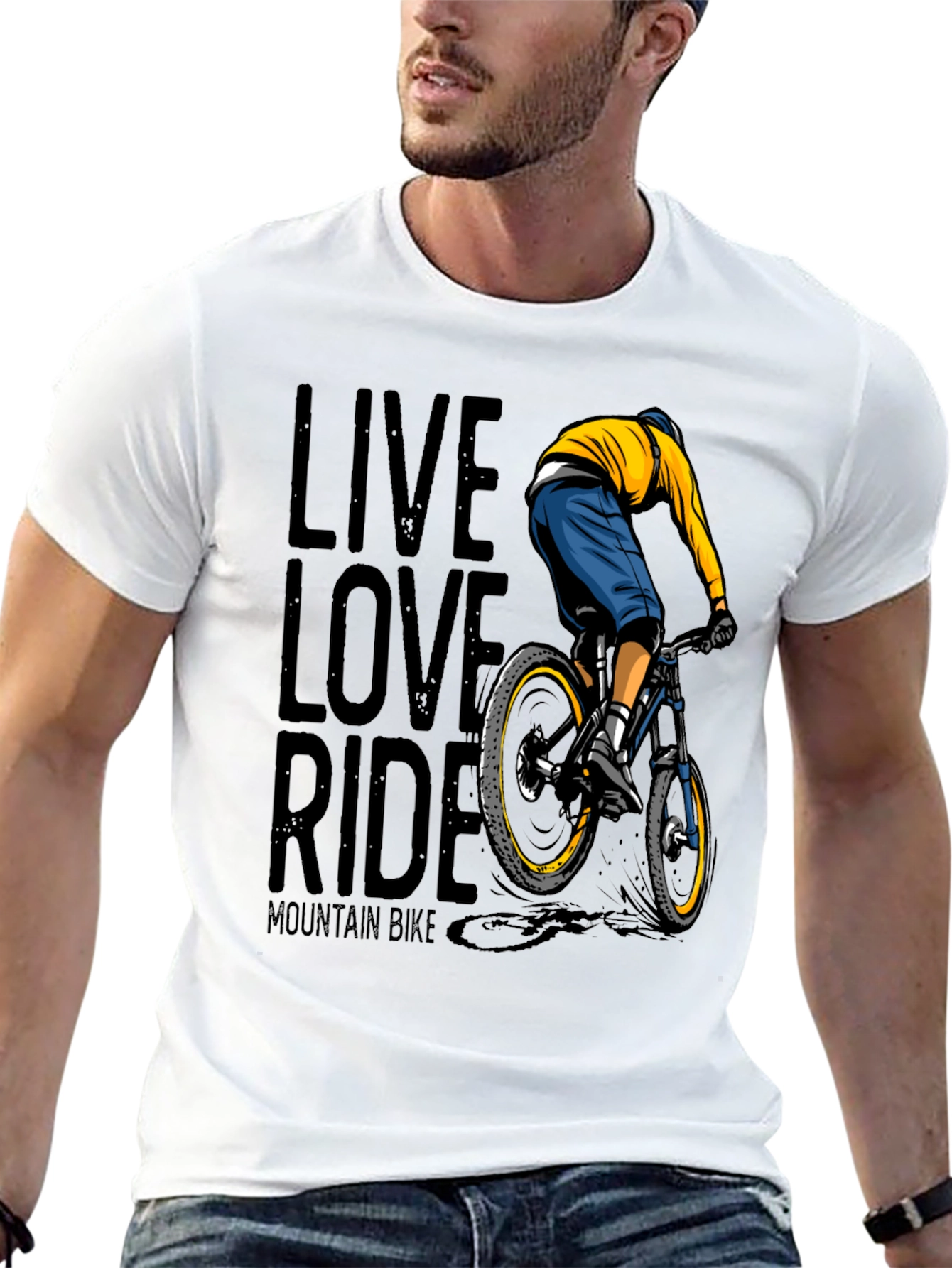 Black Live Love Ride Mountain Bike Graphic T-Shirt view 13