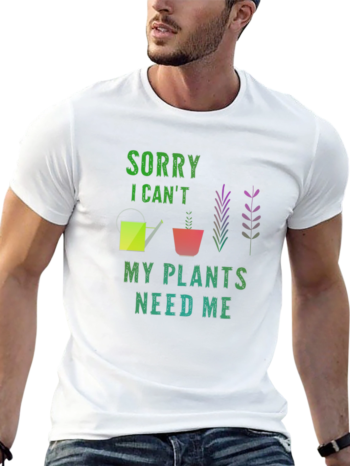 Black Sorry I Can't My Plants Need Me Black T-Shirt view 13
