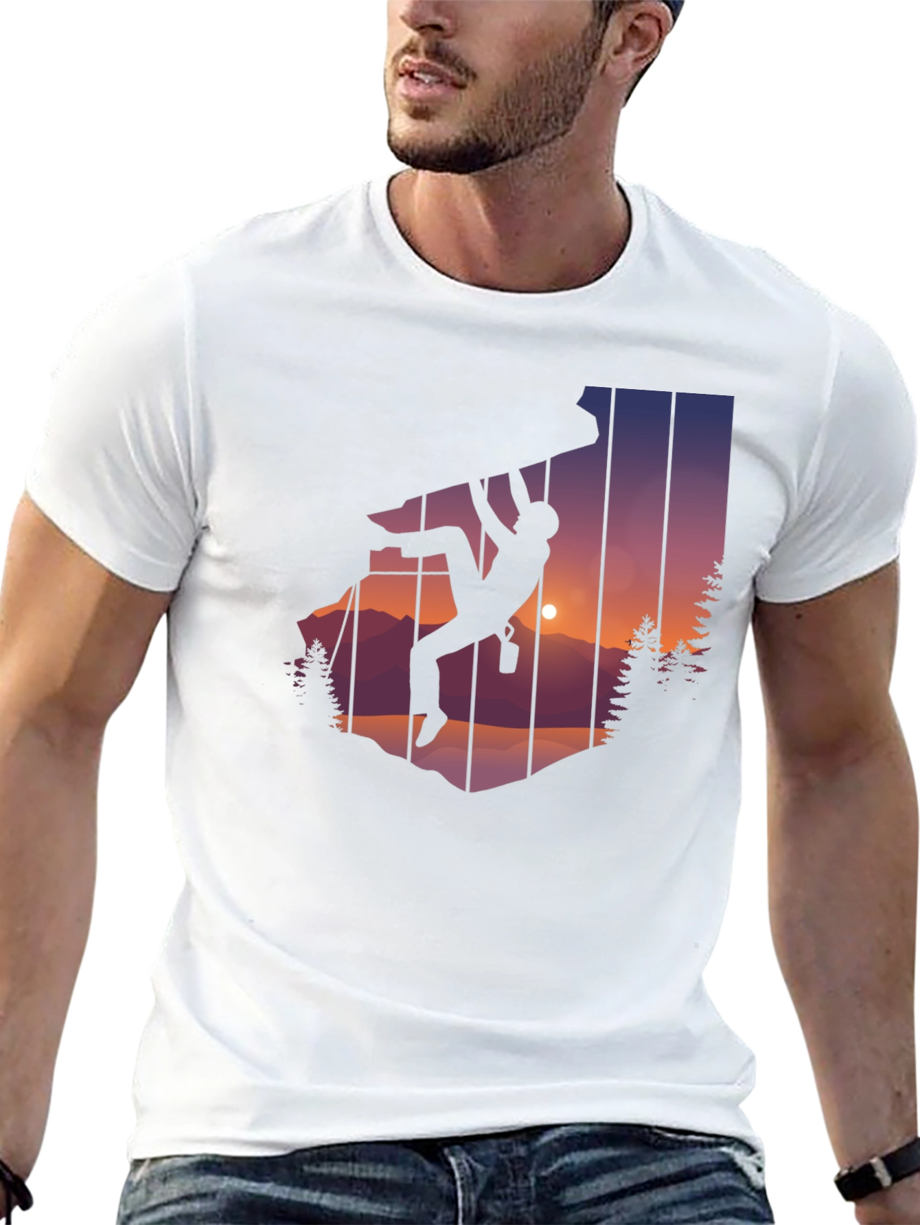 Black Climbing Silhouette Graphic Tee - Adventure T-Shirt view 13