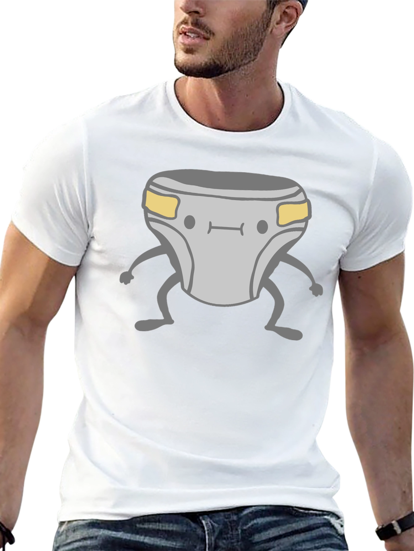 Black Funny Cartoon Diaper T-Shirt - Humor Apparel view 13