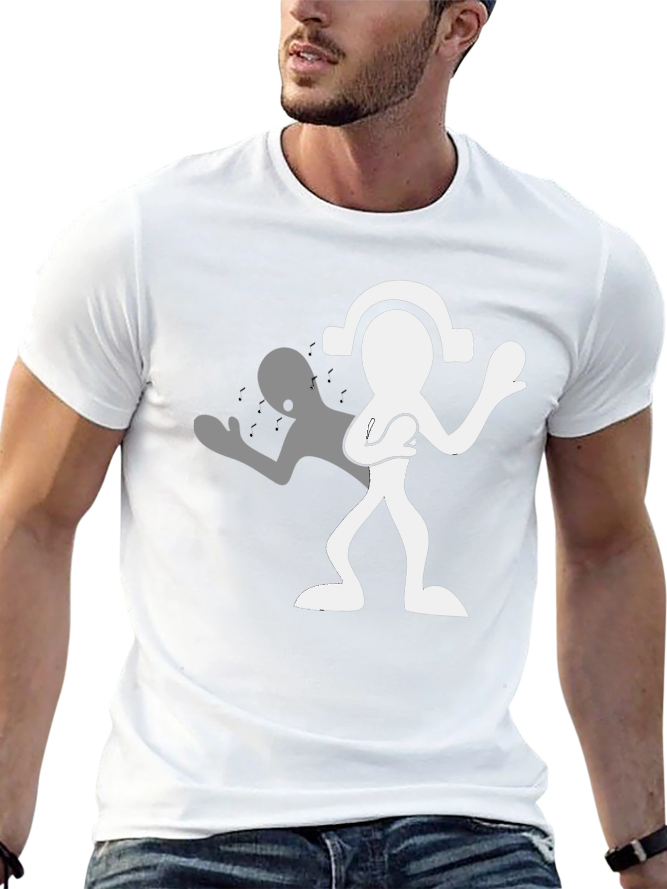 Black Man in Black Tee with Silhouetted Figure view 13
