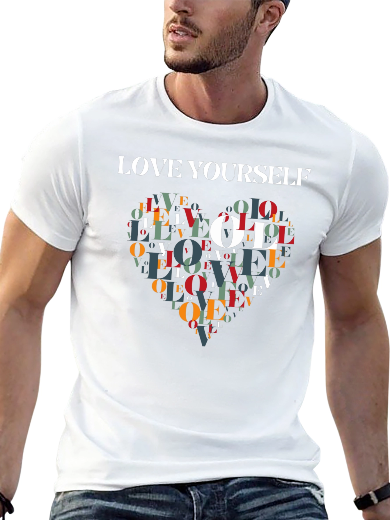 Love Yourself Heart Graphic Tee - Stylish Black T-Shirt - 13