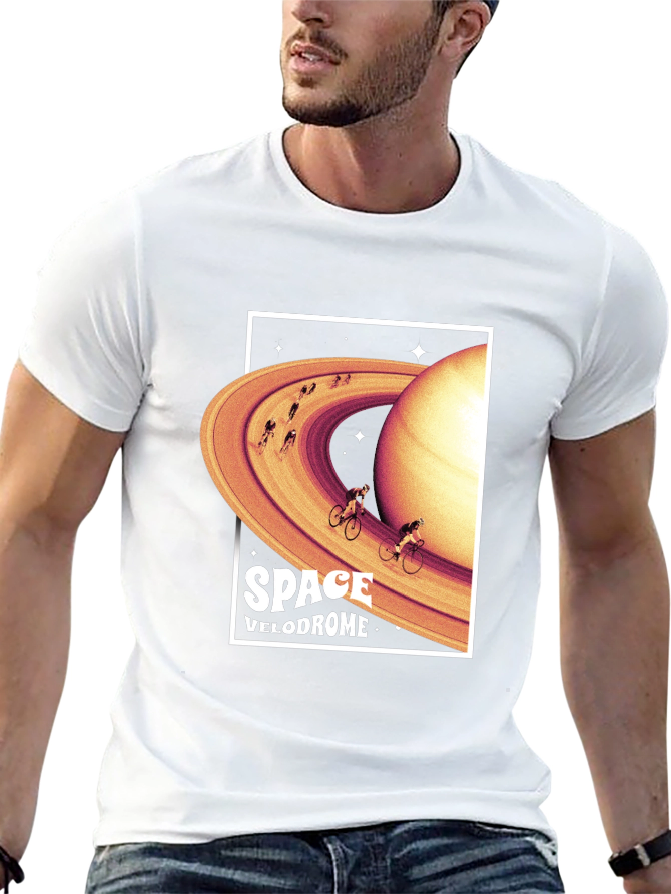 Black Space Velodrome Graphic T-Shirt - Saturn Cycling Tee view 13