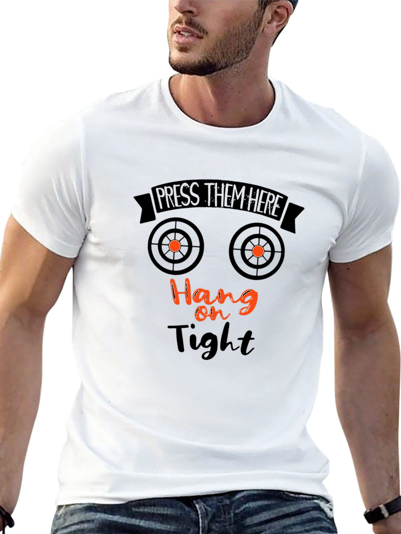Black Press Them Here T-Shirt - Funny Graphic Tee view 13