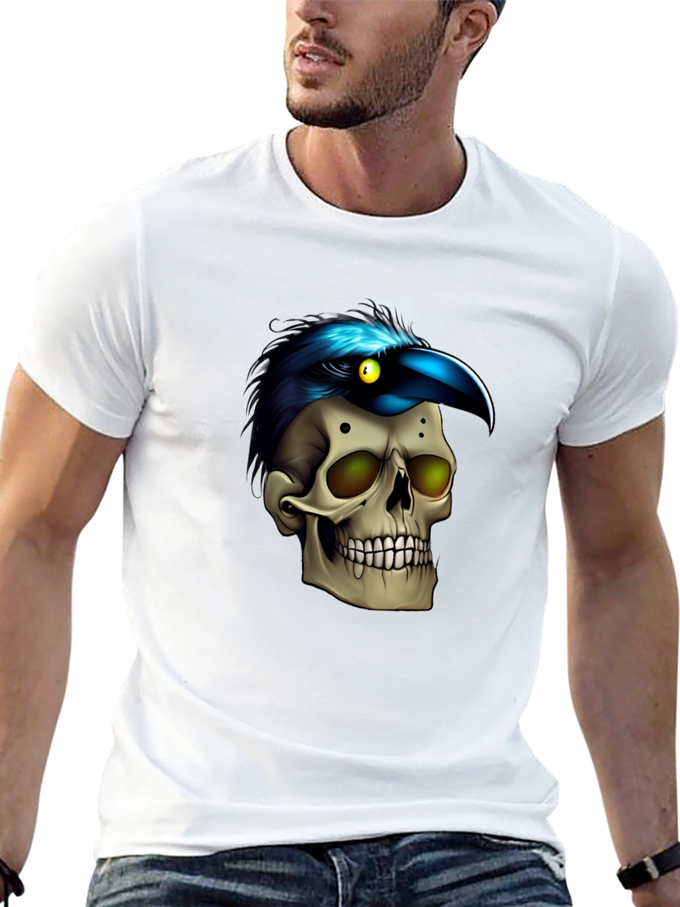 Black Skull & Raven T-Shirt: Gothic Style view 13