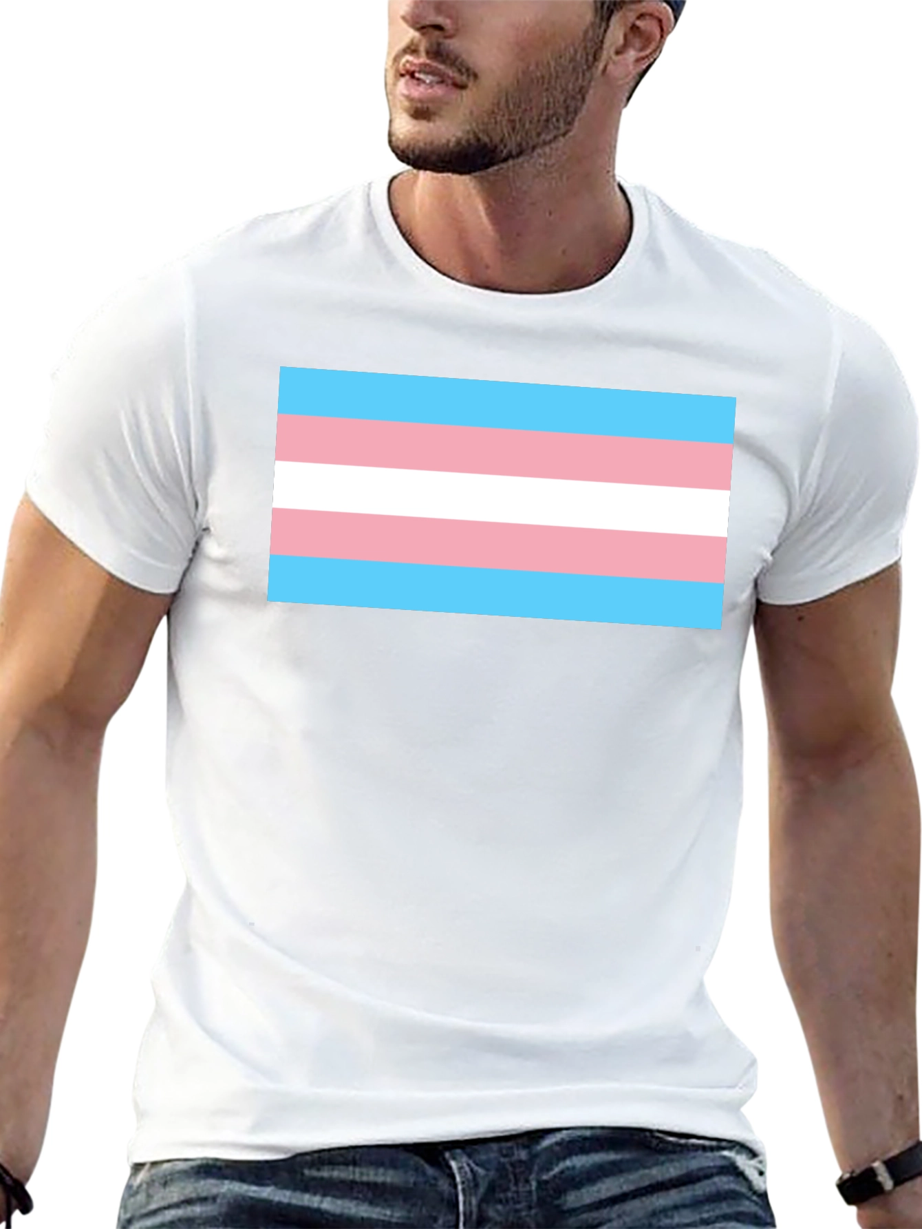 Black Transgender Pride Flag T-Shirt - Black Tee view 13