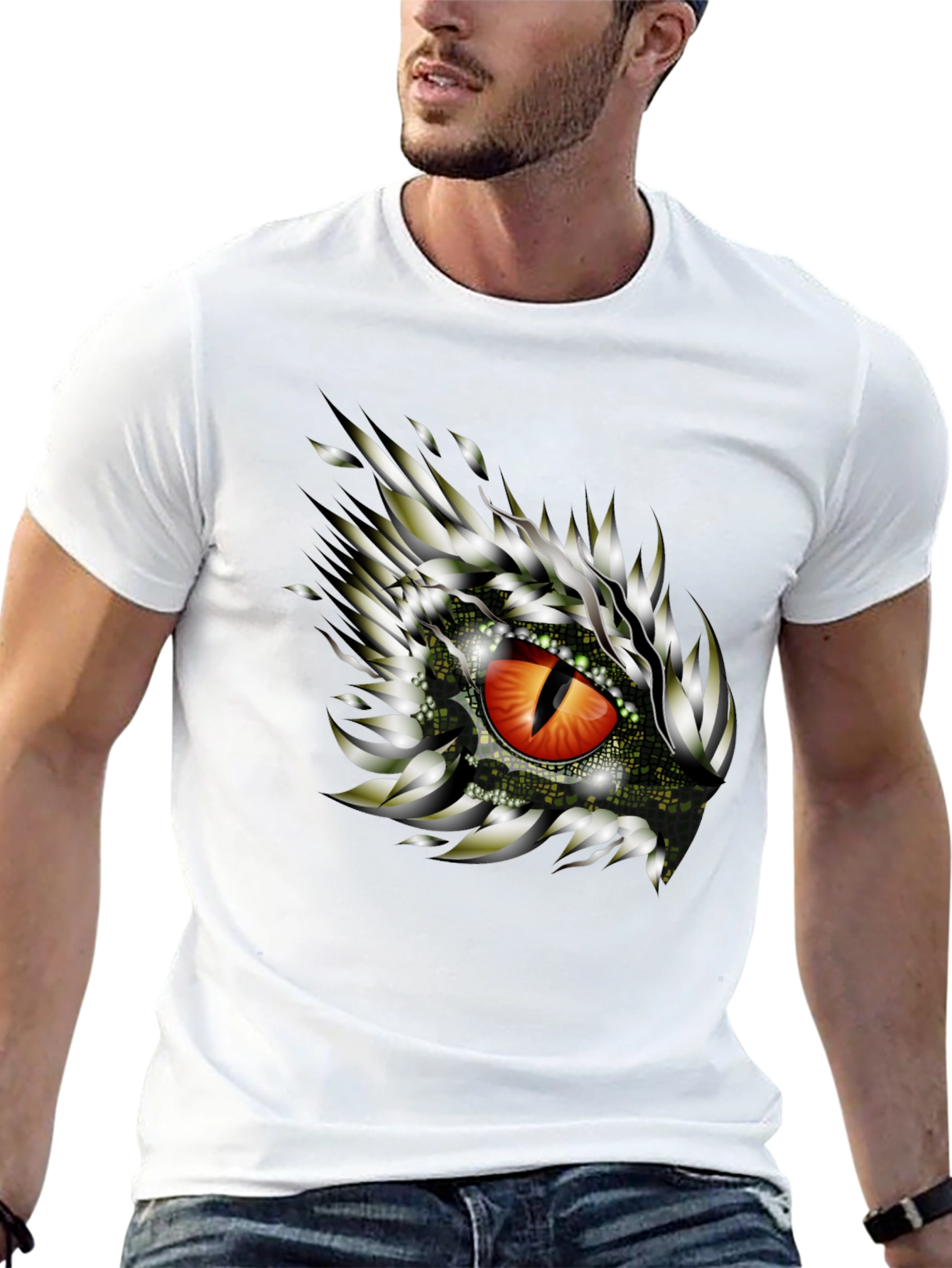 Black Dragon Eye Graphic Print Black T-Shirt view 13