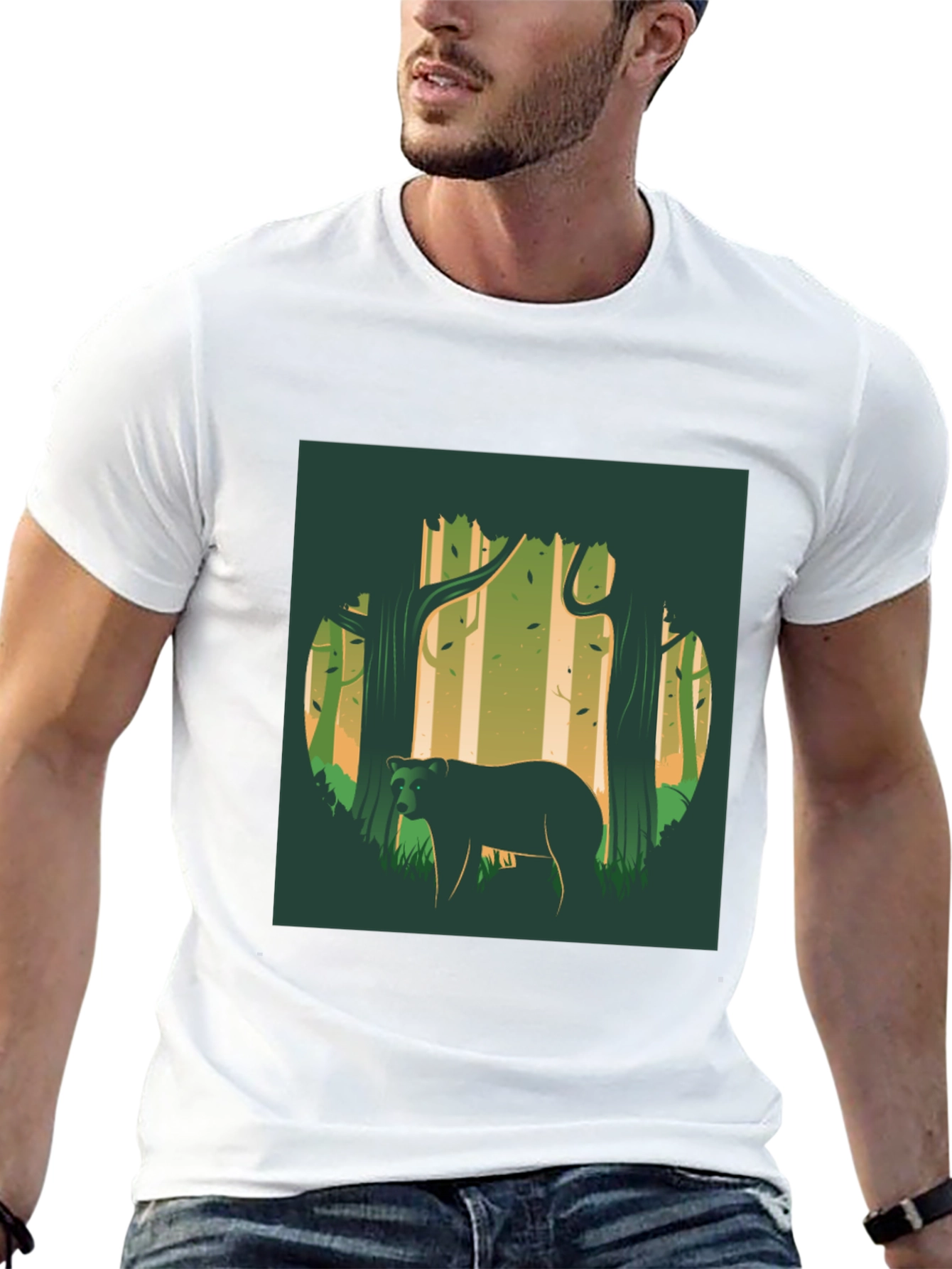Black Bear in Forest Graphic Tee - Nature Lover Shirt view 13