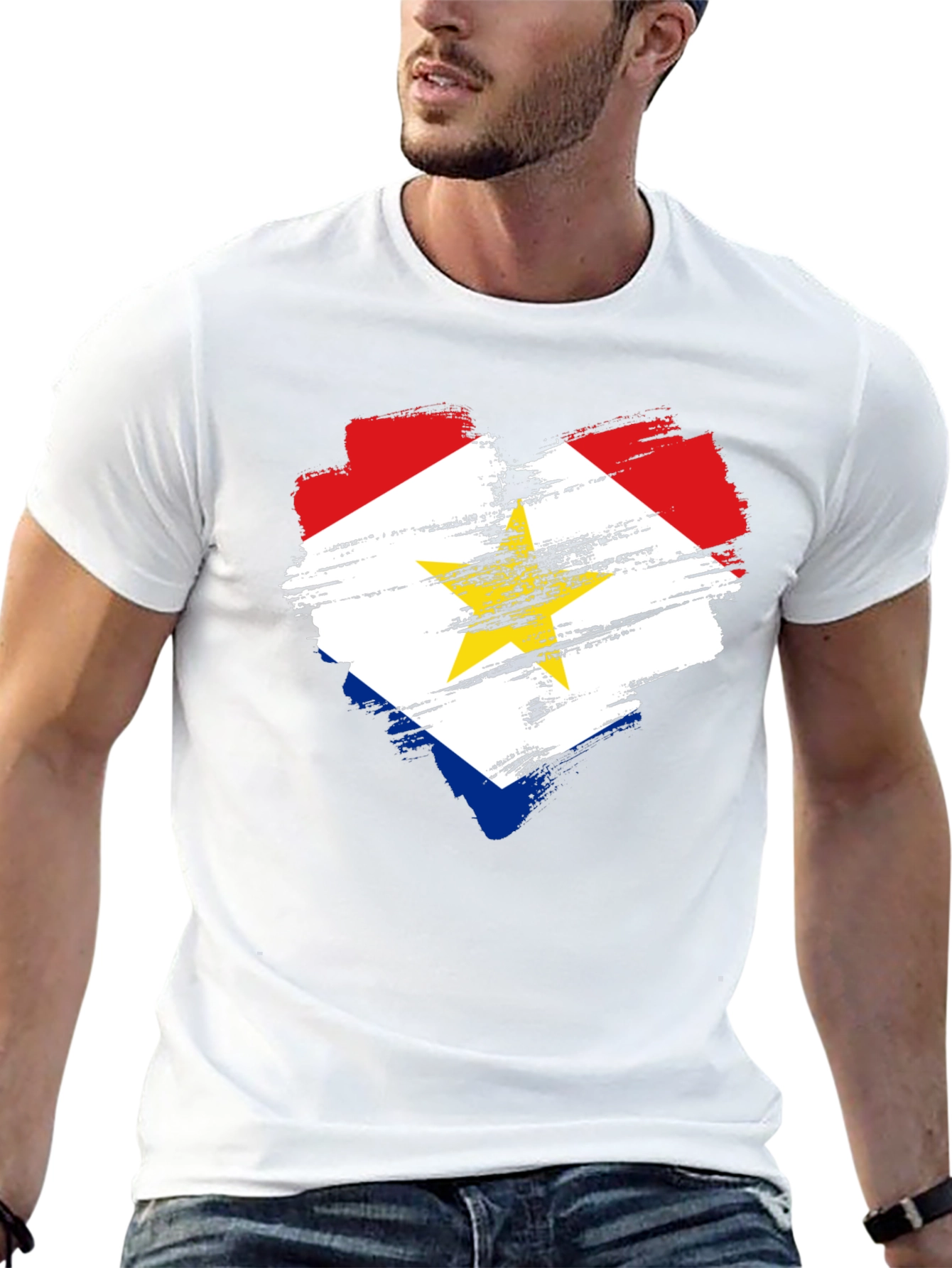 Black Saba Flag Heart T-Shirt view 13