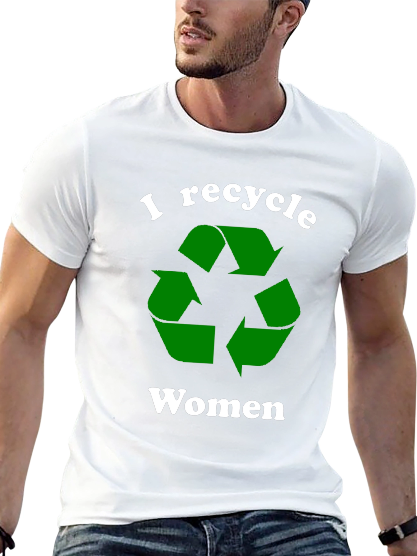 Black I Recycle Women Graphic Tee - Bold Statement T-Shirt view 13