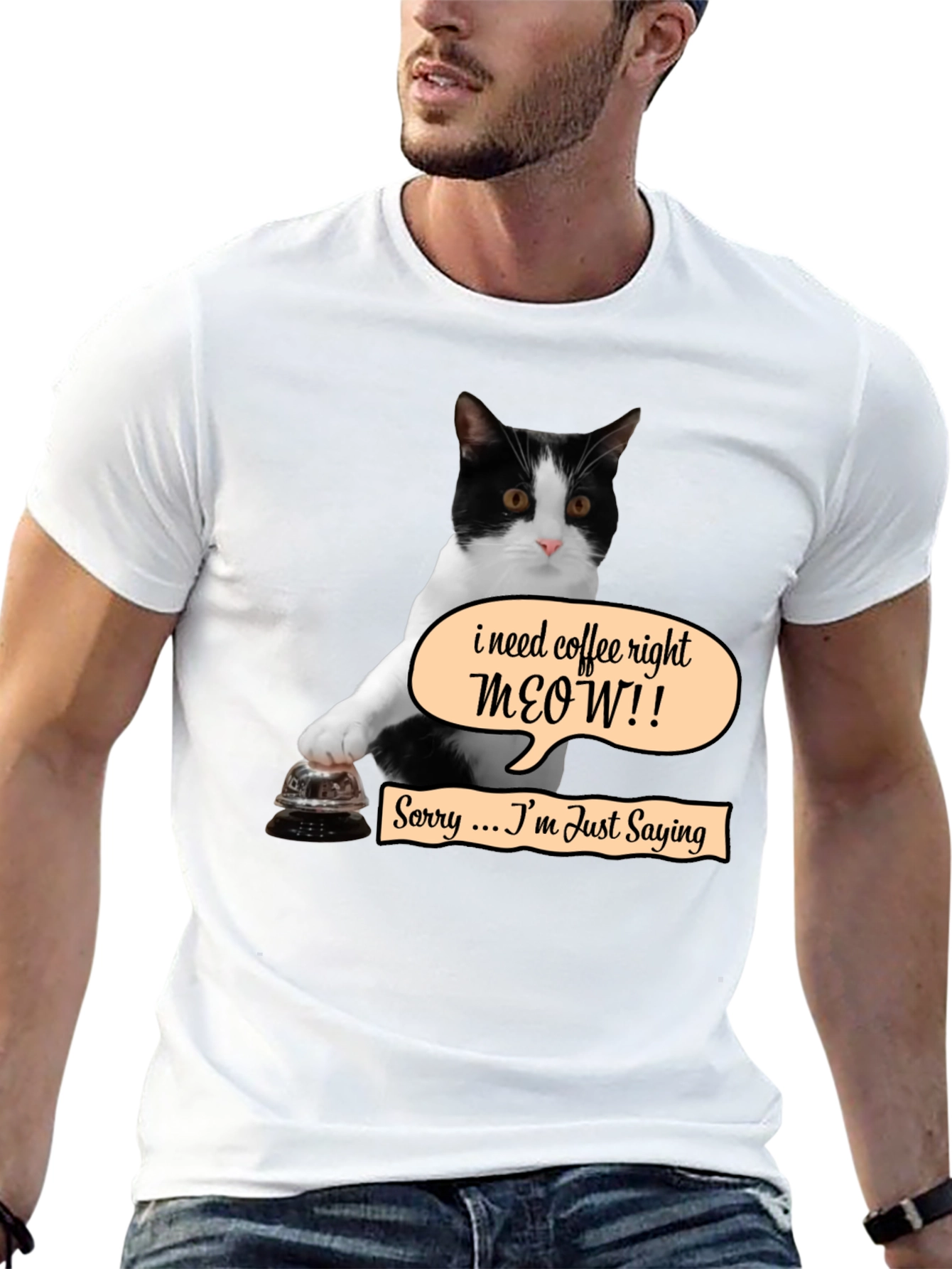 Black Coffee Meow Cat T-Shirt - Funny Novelty Tee view 13