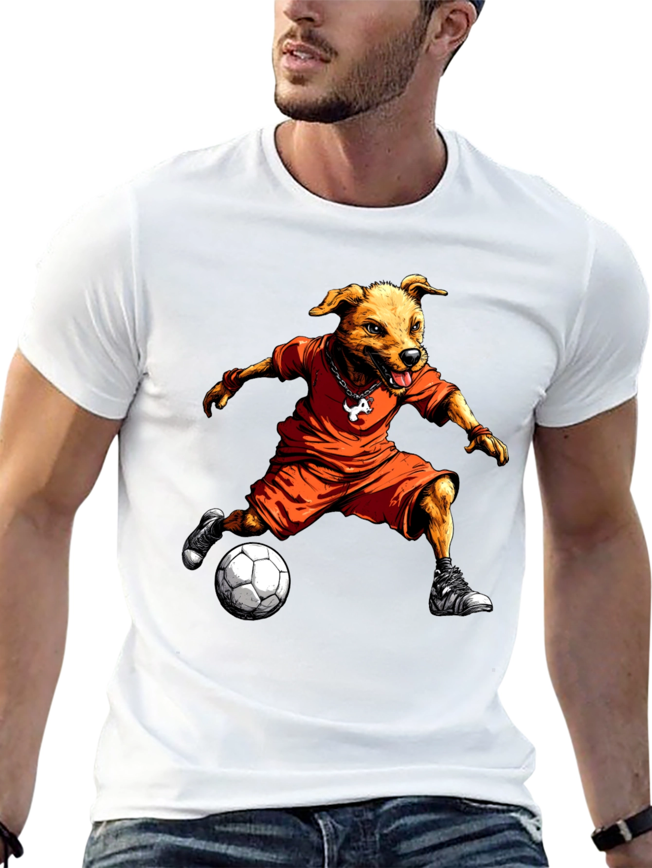 Black Dog Soccer Player Graphic T-Shirt view 13