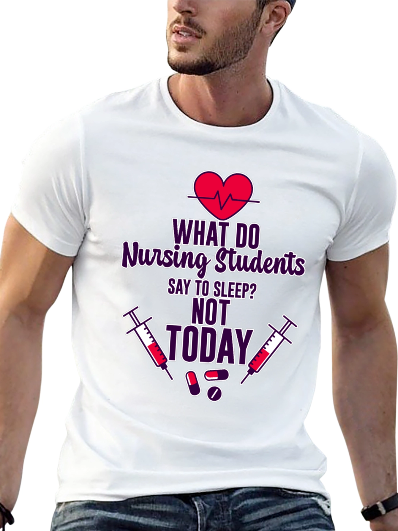Black Nursing Student Sleep Tee - Not Today! view 13