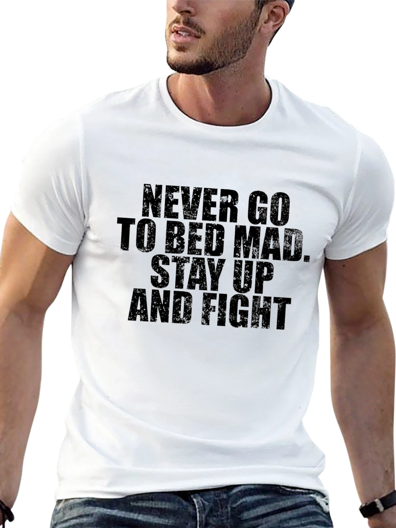 Black Never Go to Bed Mad T-Shirt - Stay Up and Fight view 13