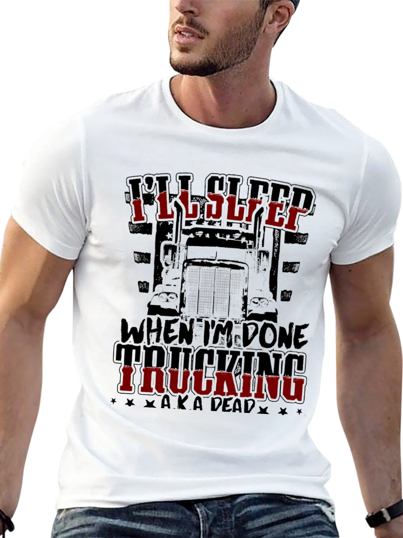 Black I'll Sleep When I'm Done Trucking T-Shirt view 13