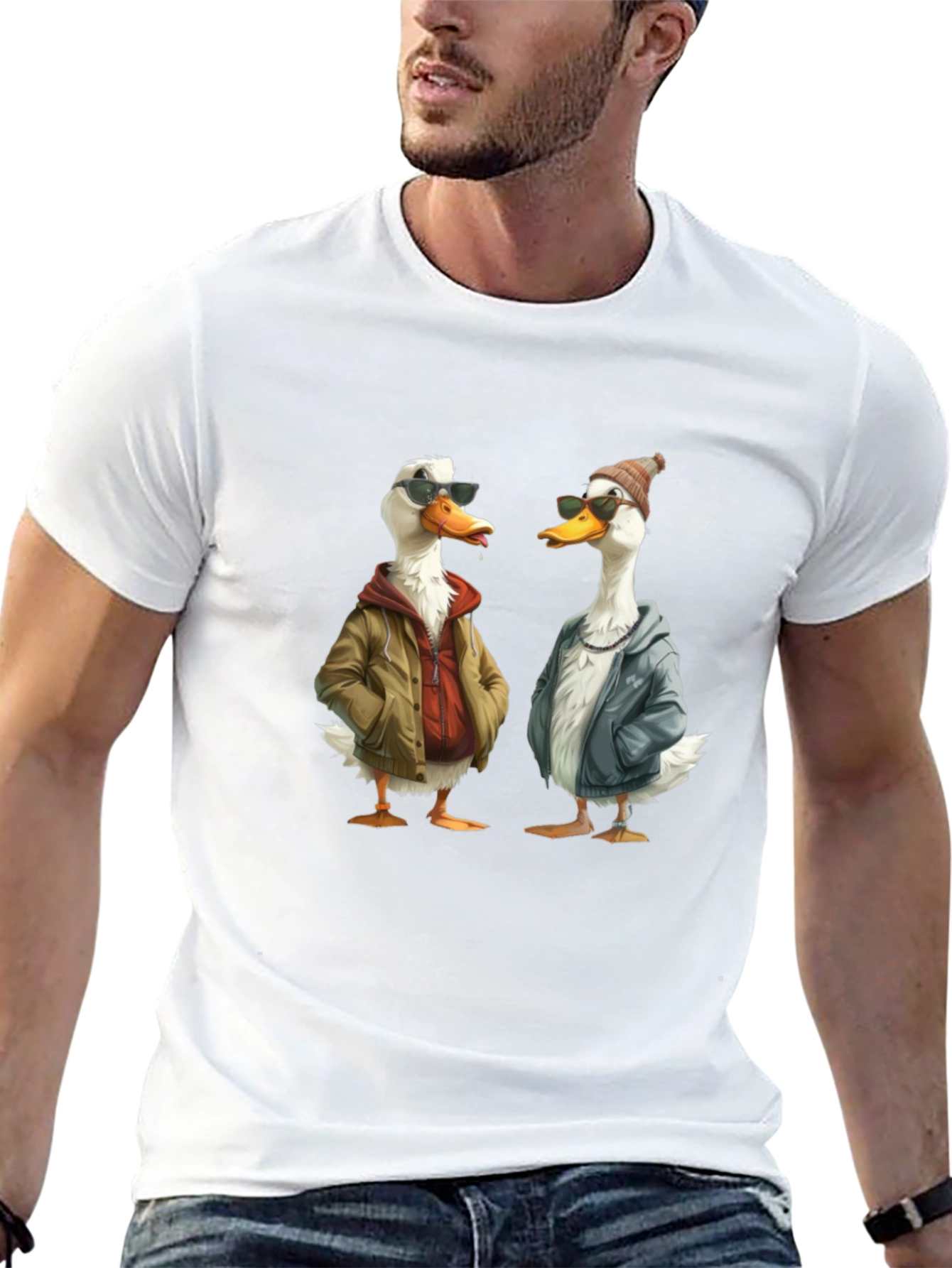 Black Cool Ducks Graphic T-Shirt - Black Crew Neck Tee view 13