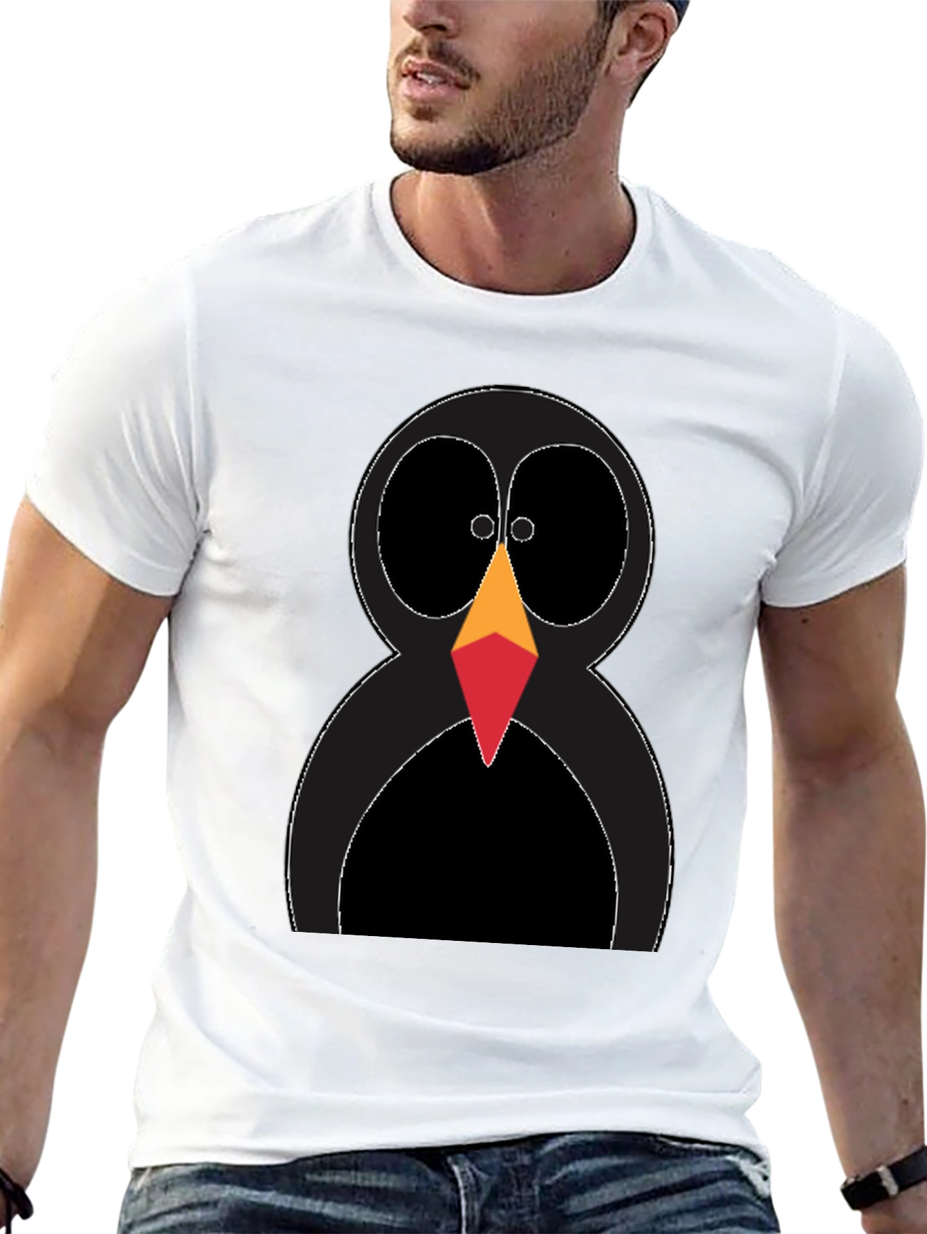 Black Funky Penguin Graphic Tee - Black Cotton T-Shirt view 13