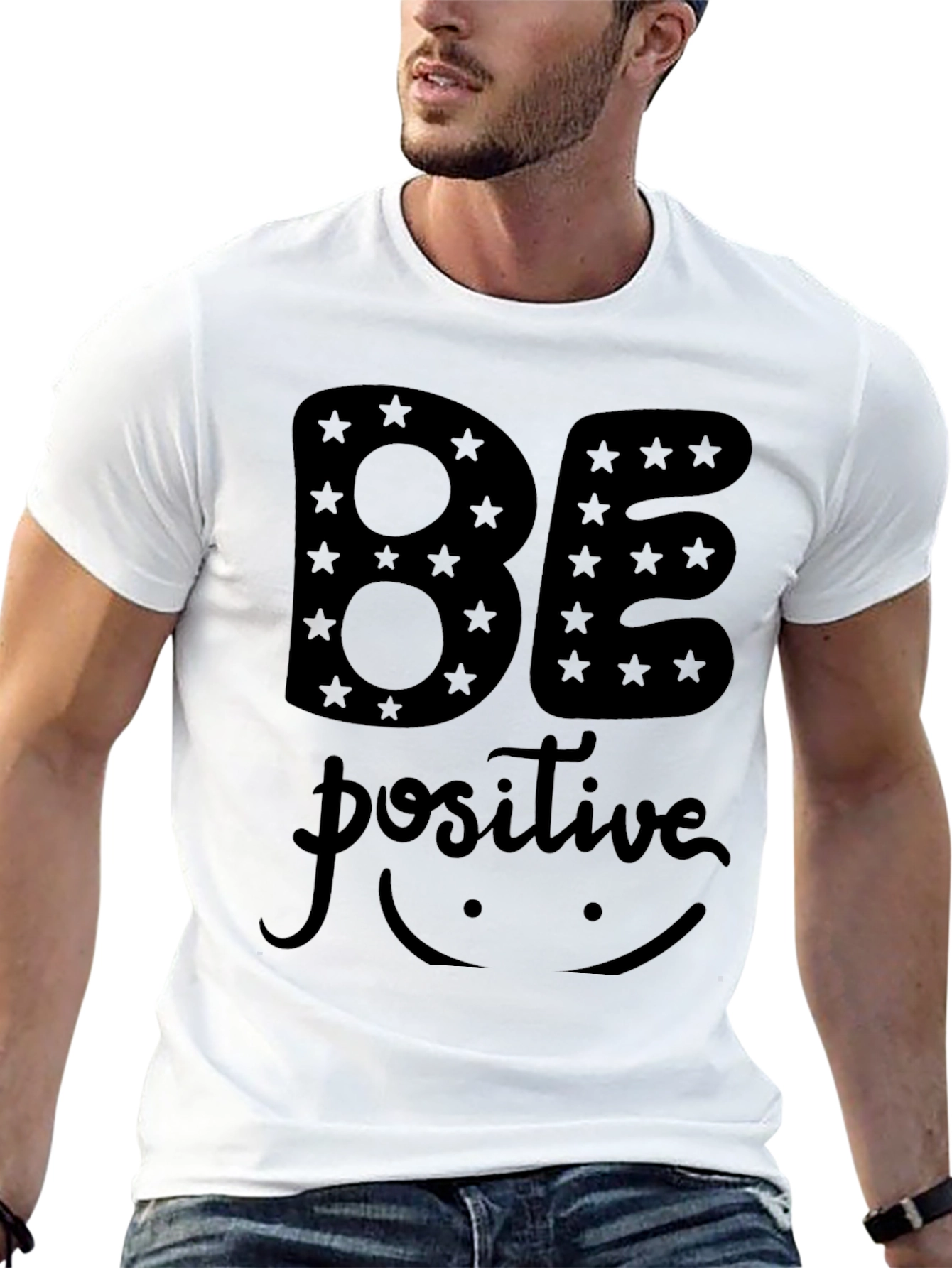 Black Be Positive Graphic Black T-Shirt view 13