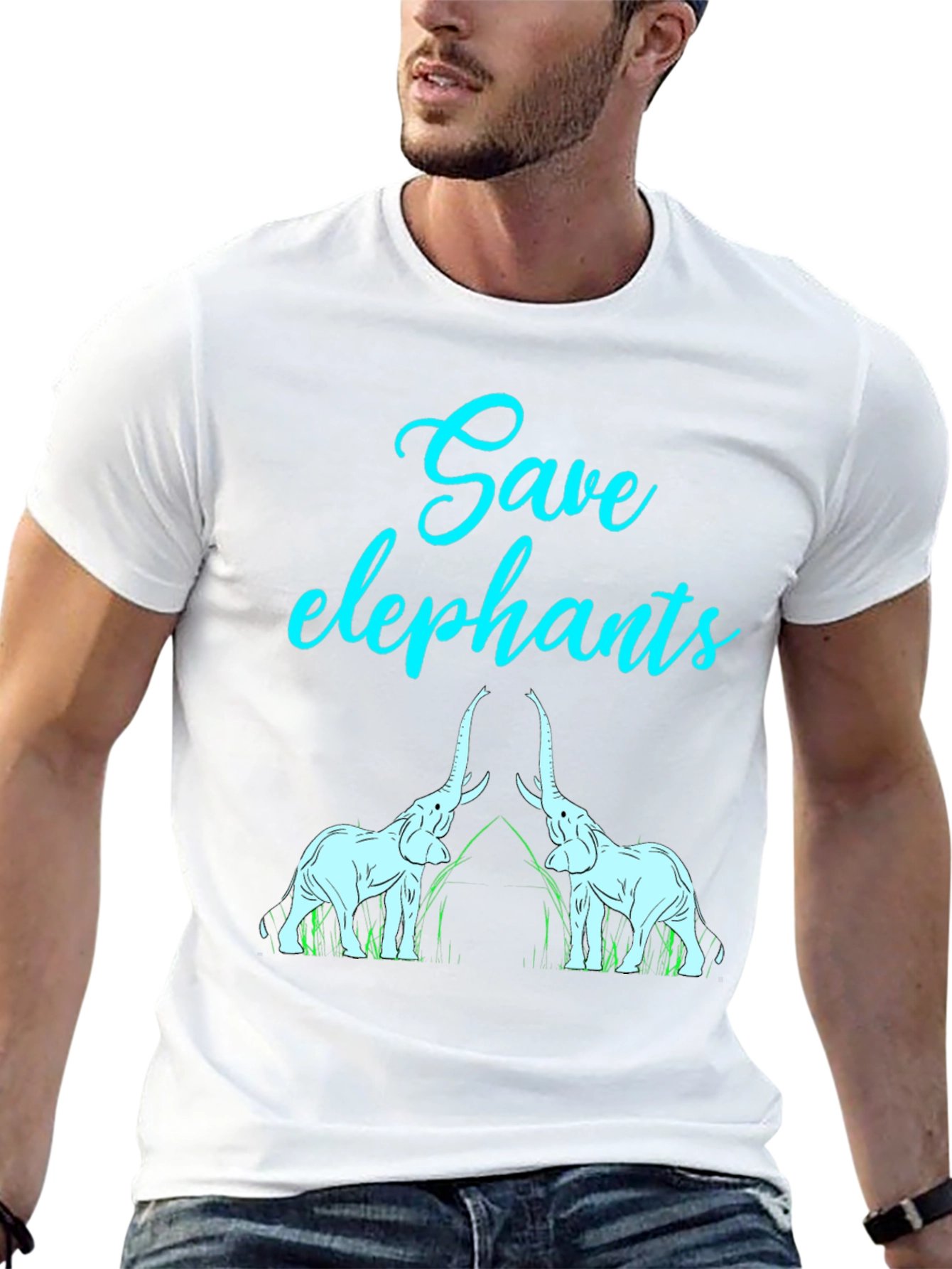Black Save Elephants Graphic Tee - Wildlife Conservation T-Shirt view 13