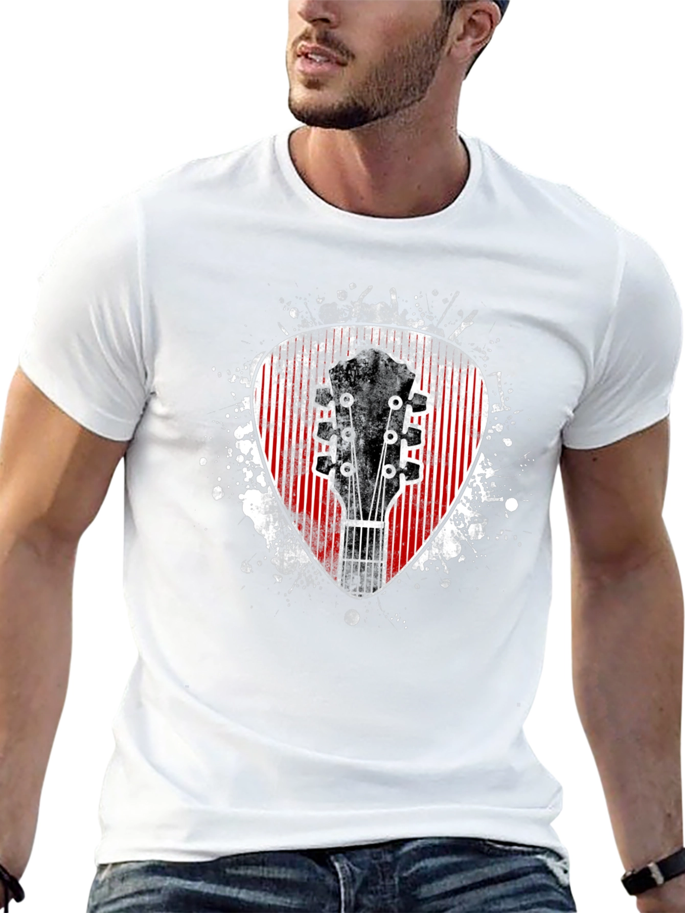 Black Guitar Pick Graphic Tee - Rock & Roll Shirt view 13