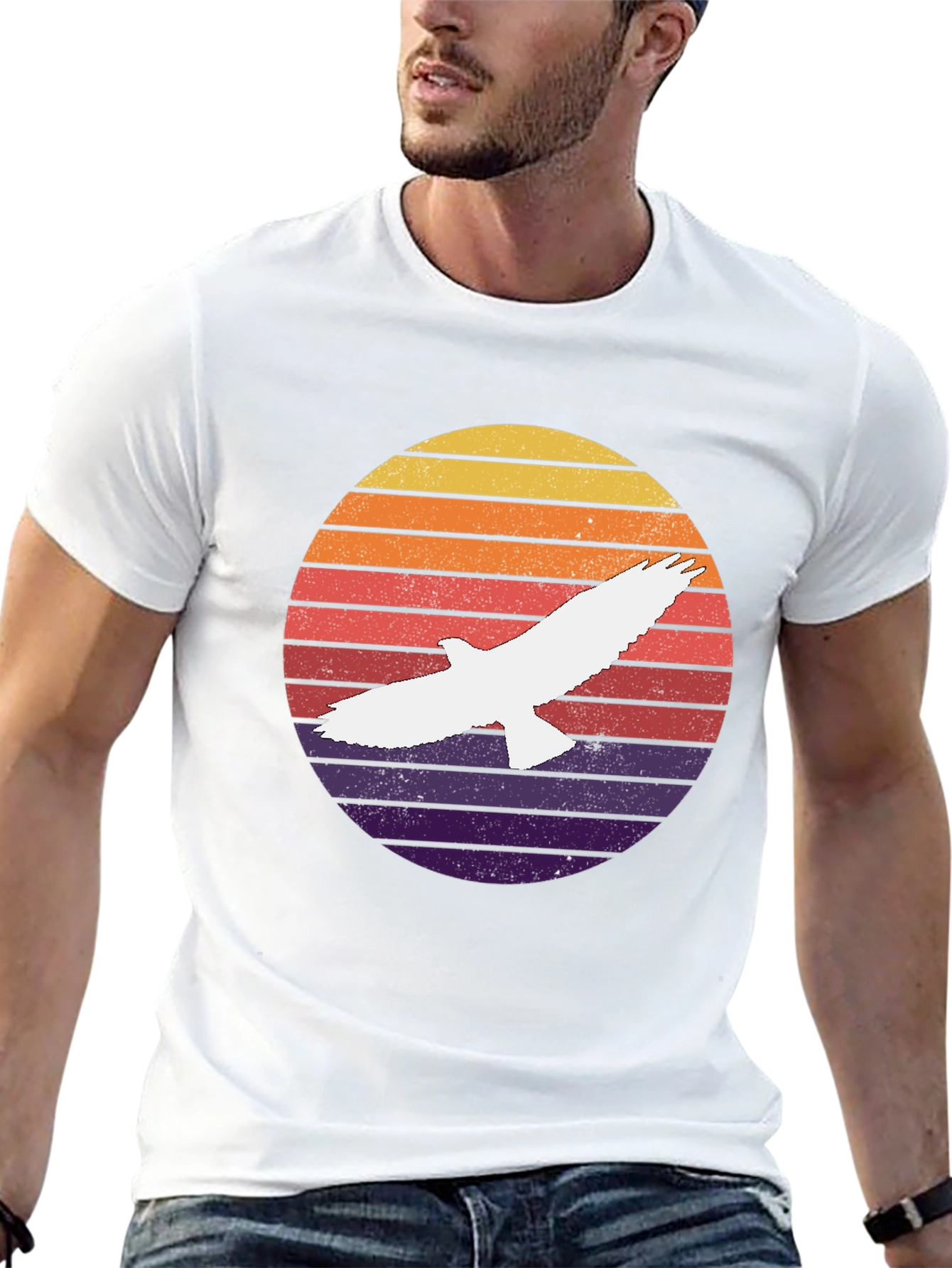 Black Retro Eagle Sunset T-Shirt view 13