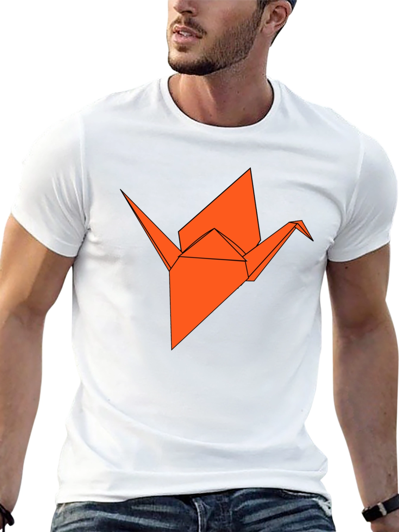Black Origami Crane Graphic Tee - Stylish & Unique view 13