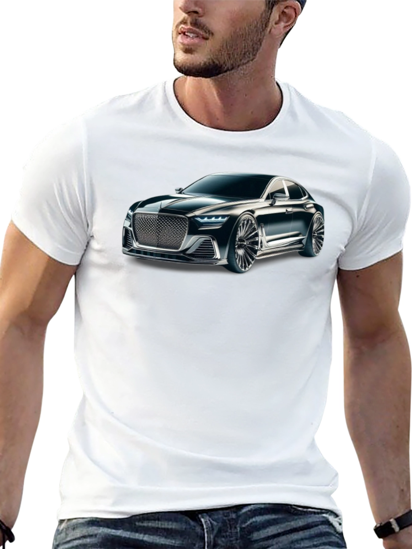 Black Sleek Car Graphic Black T-Shirt view 13