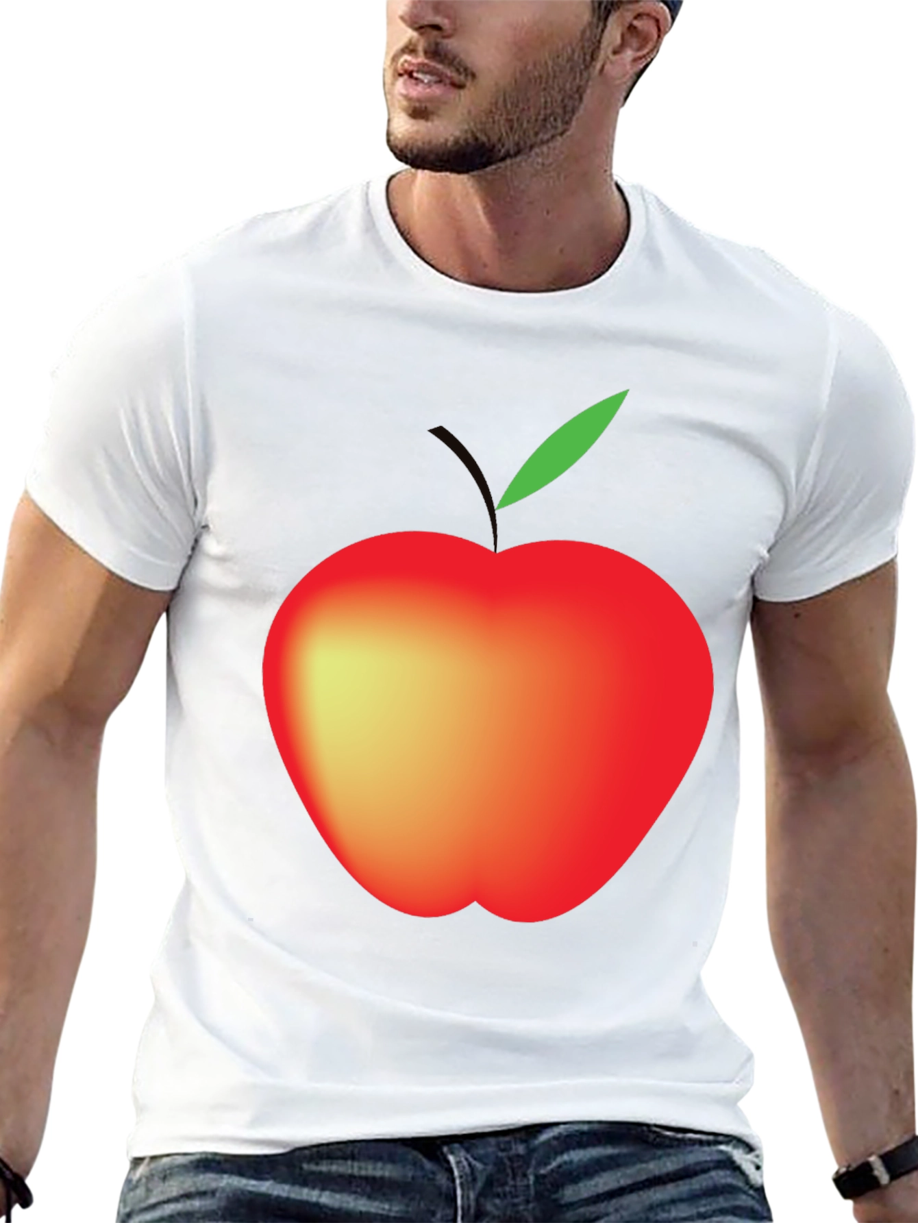 Black Men's Black Apple Graphic T-Shirt view 13