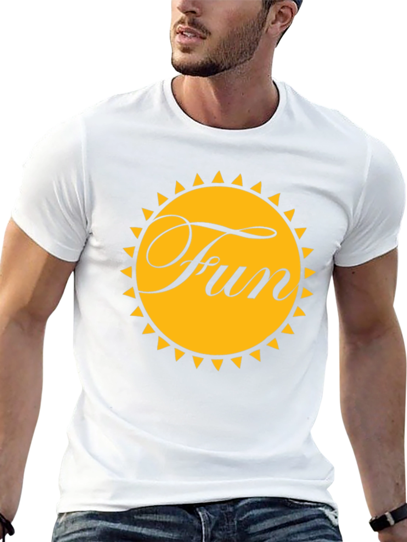 Black Fun Sun Graphic Tee - Black Cotton T-Shirt view 13