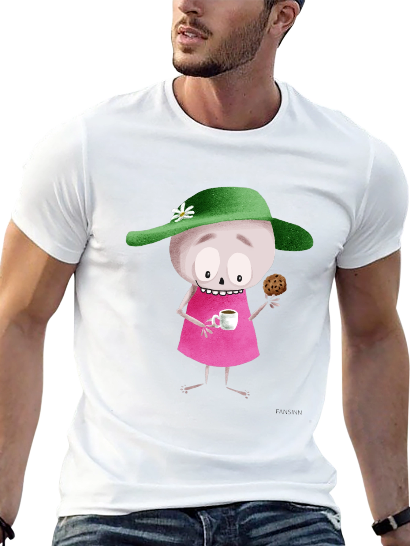 Black Whimsical Cartoon T-Shirt - Unique Design view 13