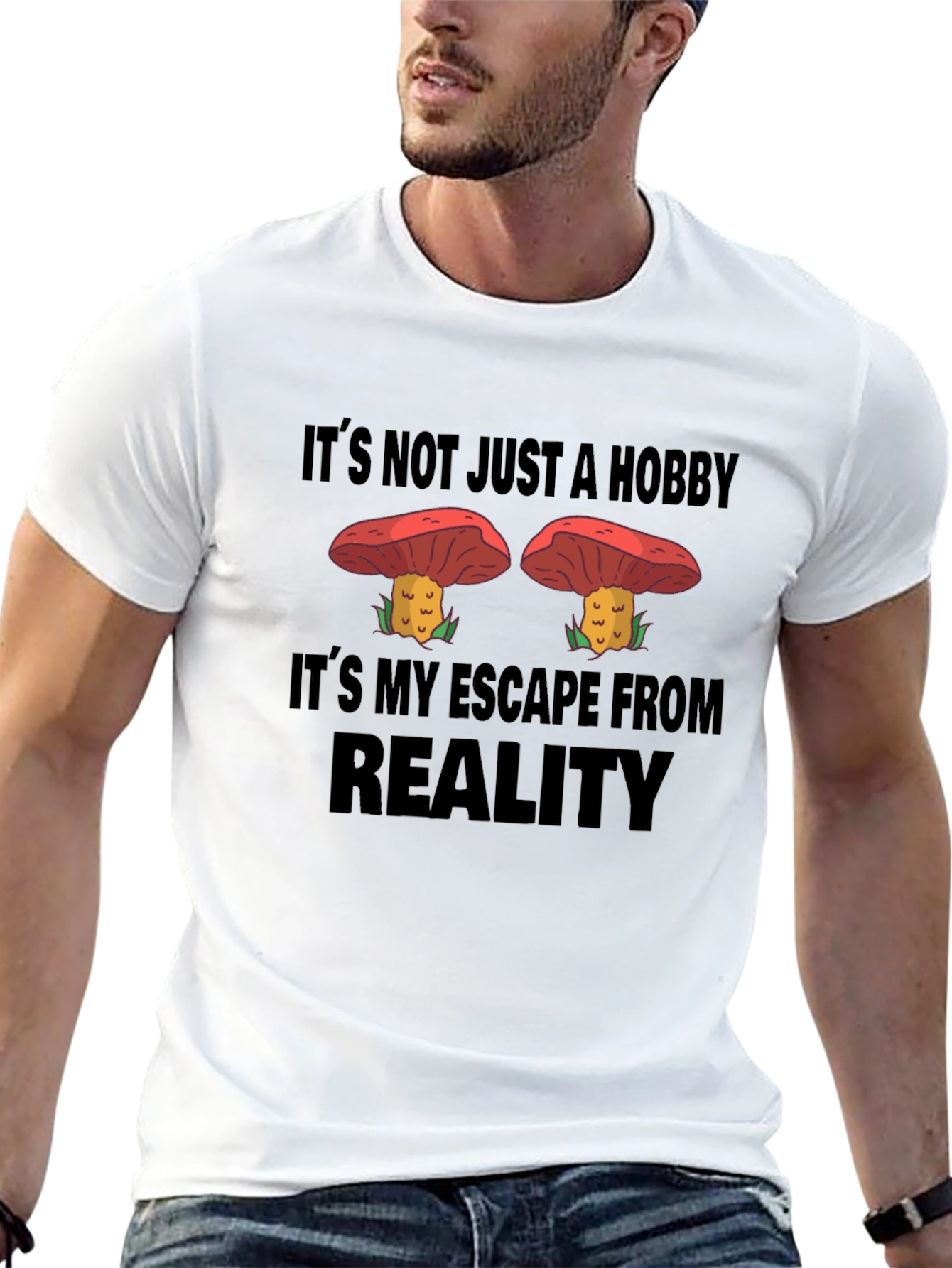 Black Mushroom Escape Reality Graphic T-Shirt view 13