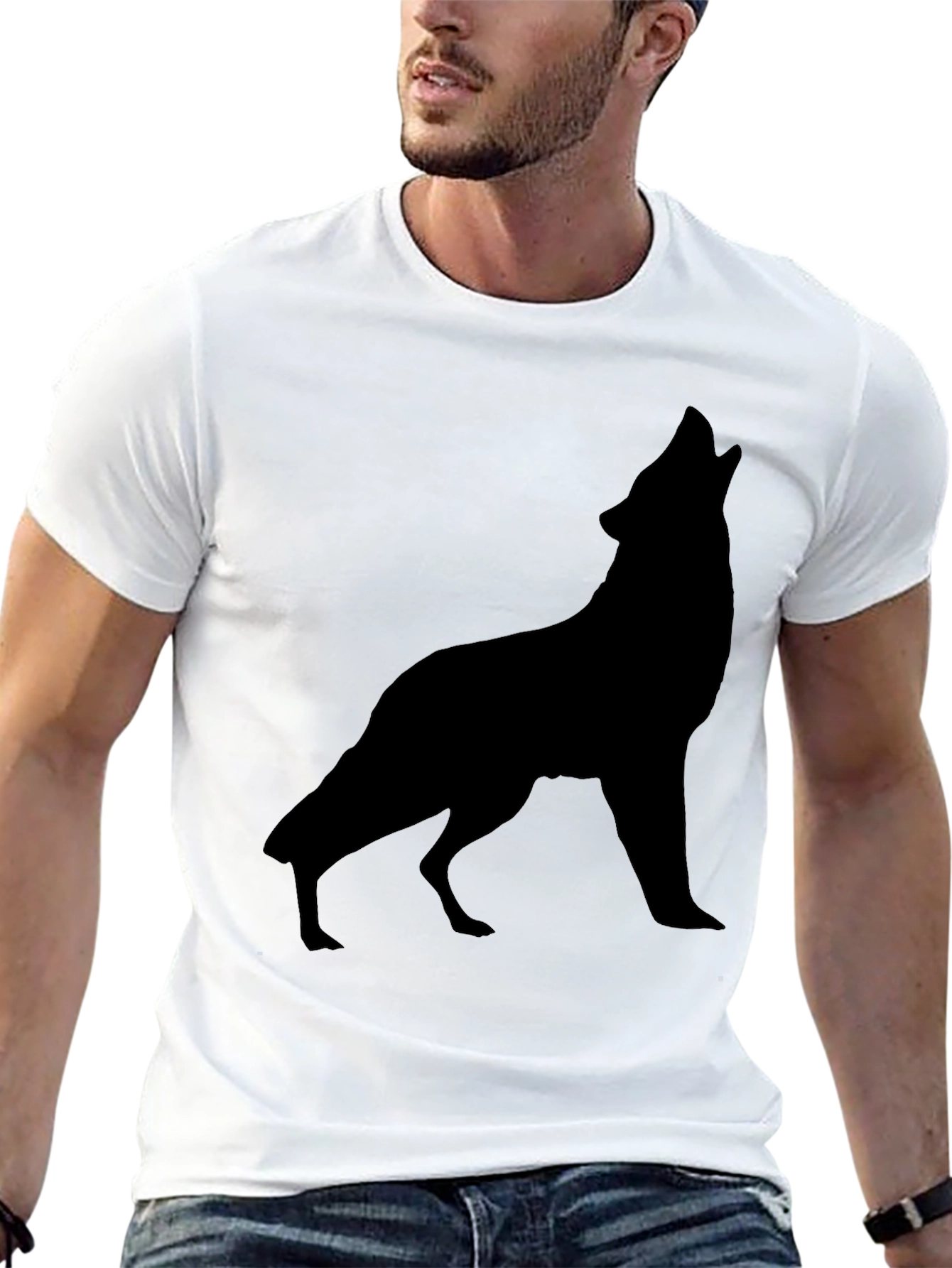 Black Black Wolf Silhouette Graphic Tee - Men's view 13