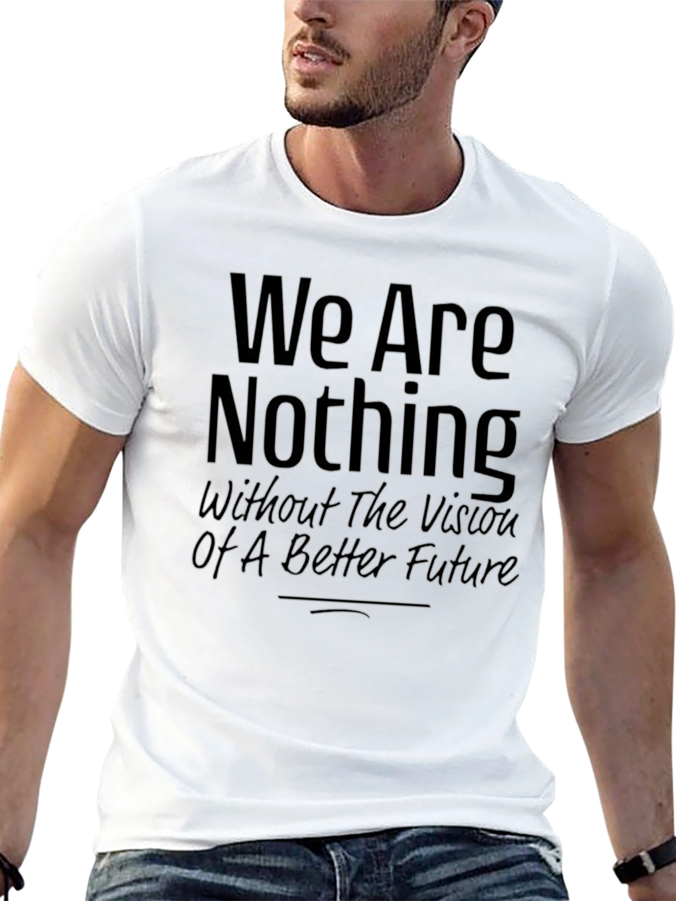 Black Inspirational Graphic Tee - We Are Nothing Slogan view 13