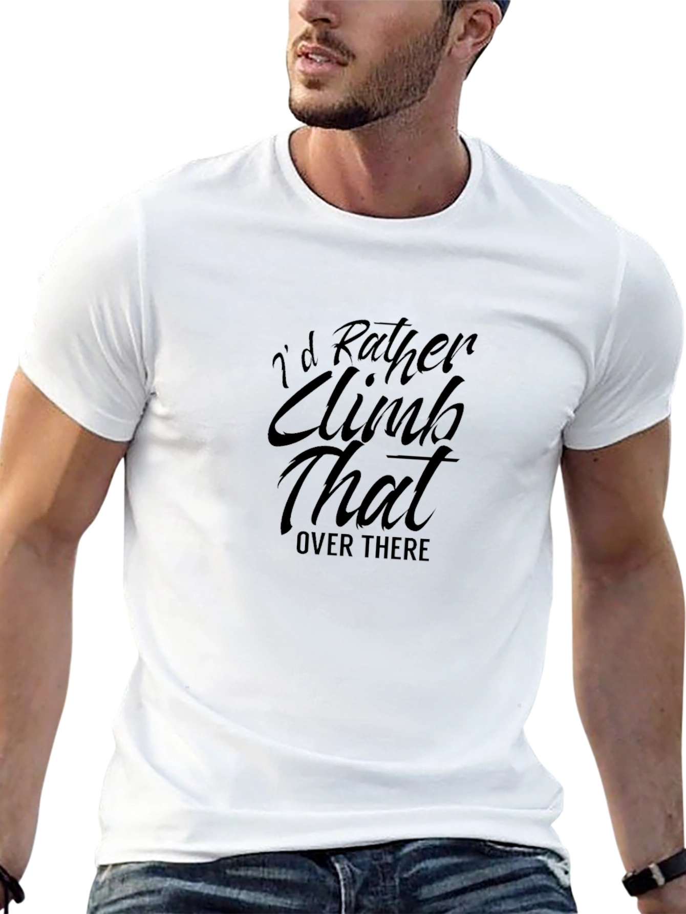Black Climbing Enthusiast T-Shirt - I'd Rather Climb view 13