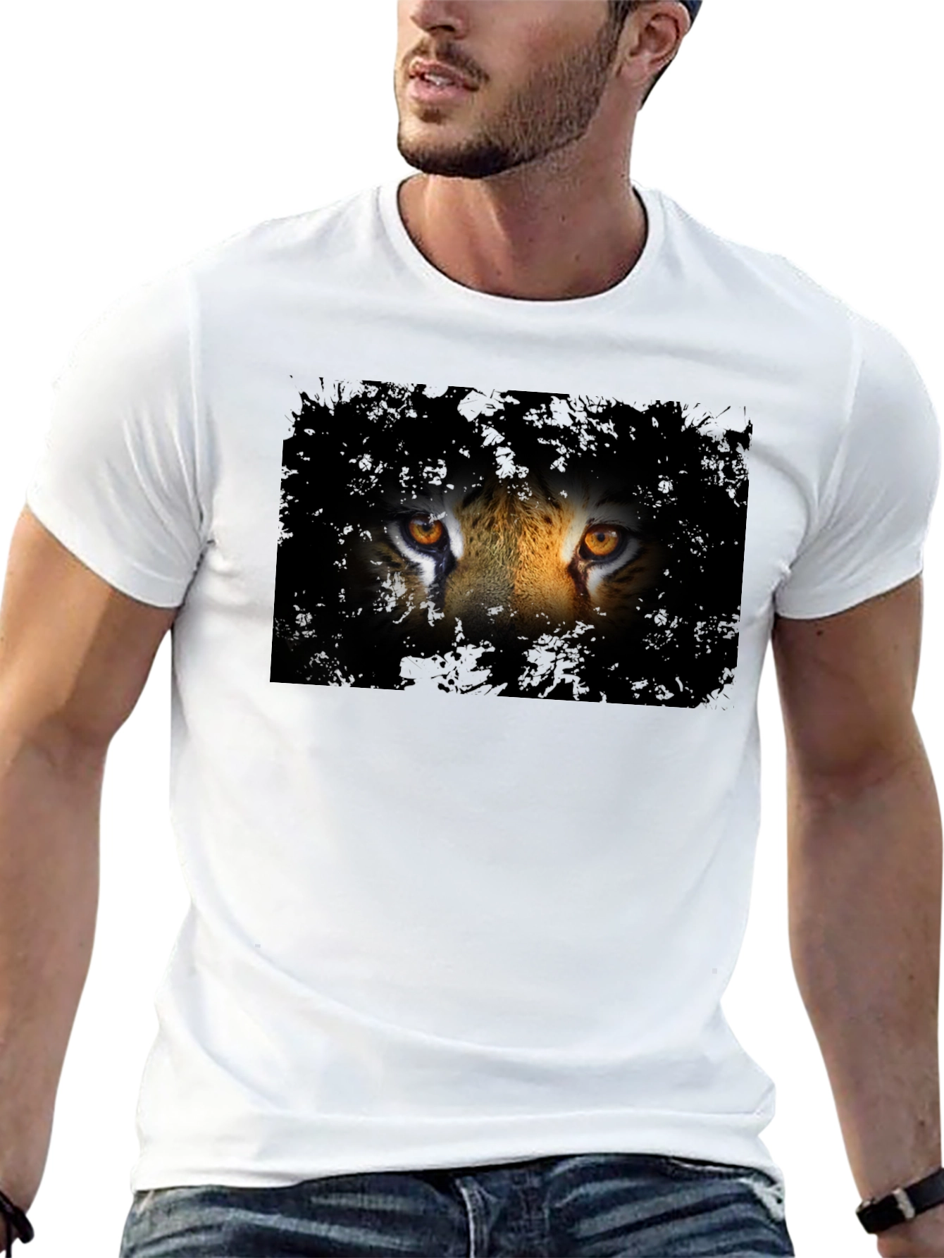 Black Tiger Eyes Graphic Tee - Men's Black T-Shirt view 13