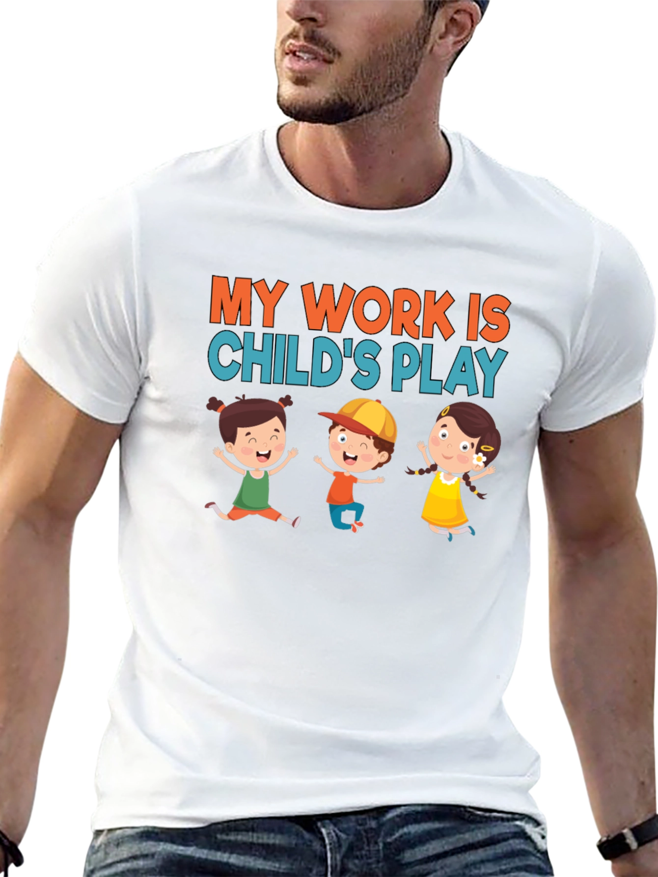 Black My Work is Child's Play T-Shirt view 13