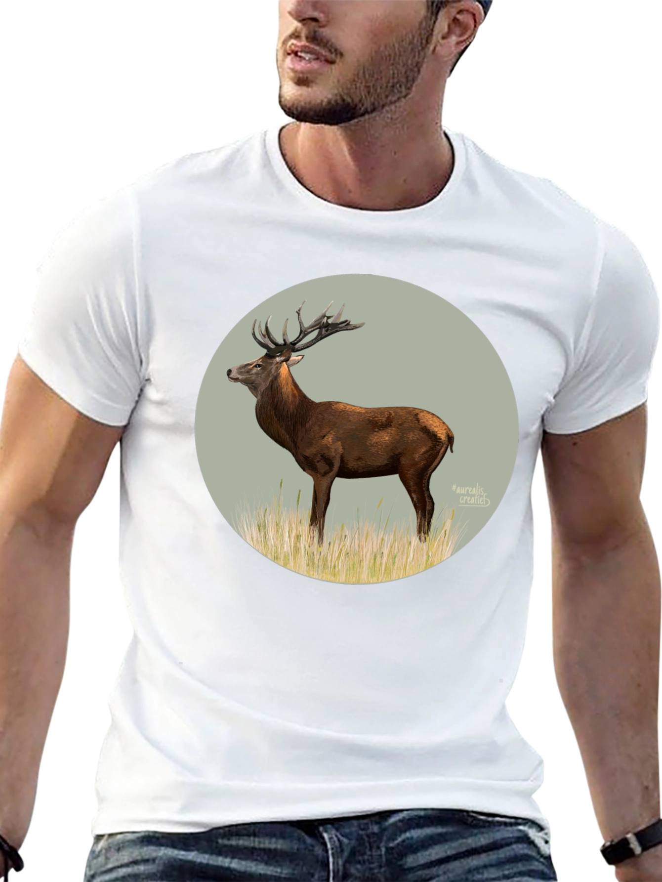 Black Deer Graphic Tee - Black Cotton T-Shirt view 13