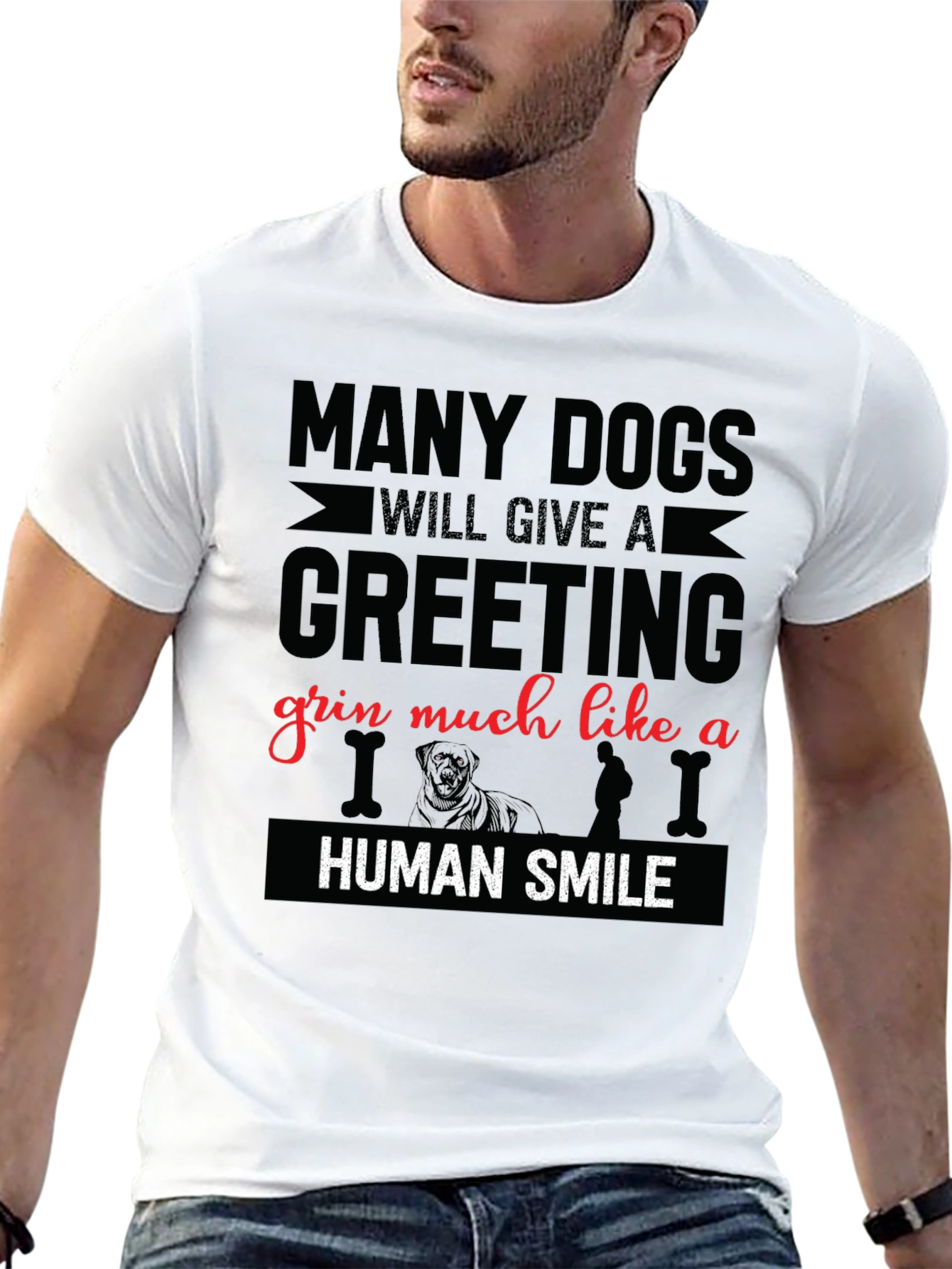 Black Dog Lover T-Shirt - Many Dogs Human Smile Graphic Tee view 13