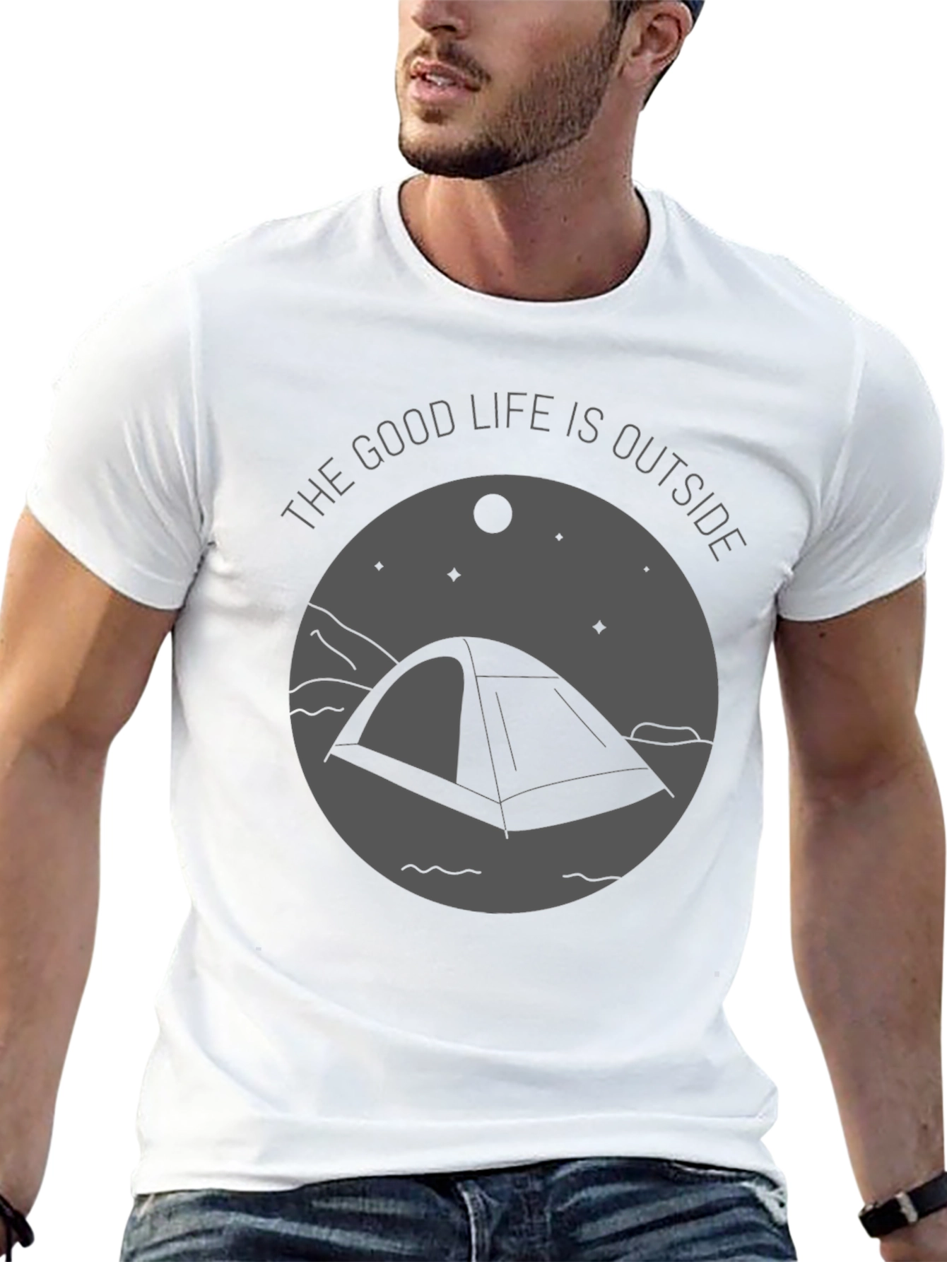 Black The Good Life is Outside Camping T-Shirt view 13