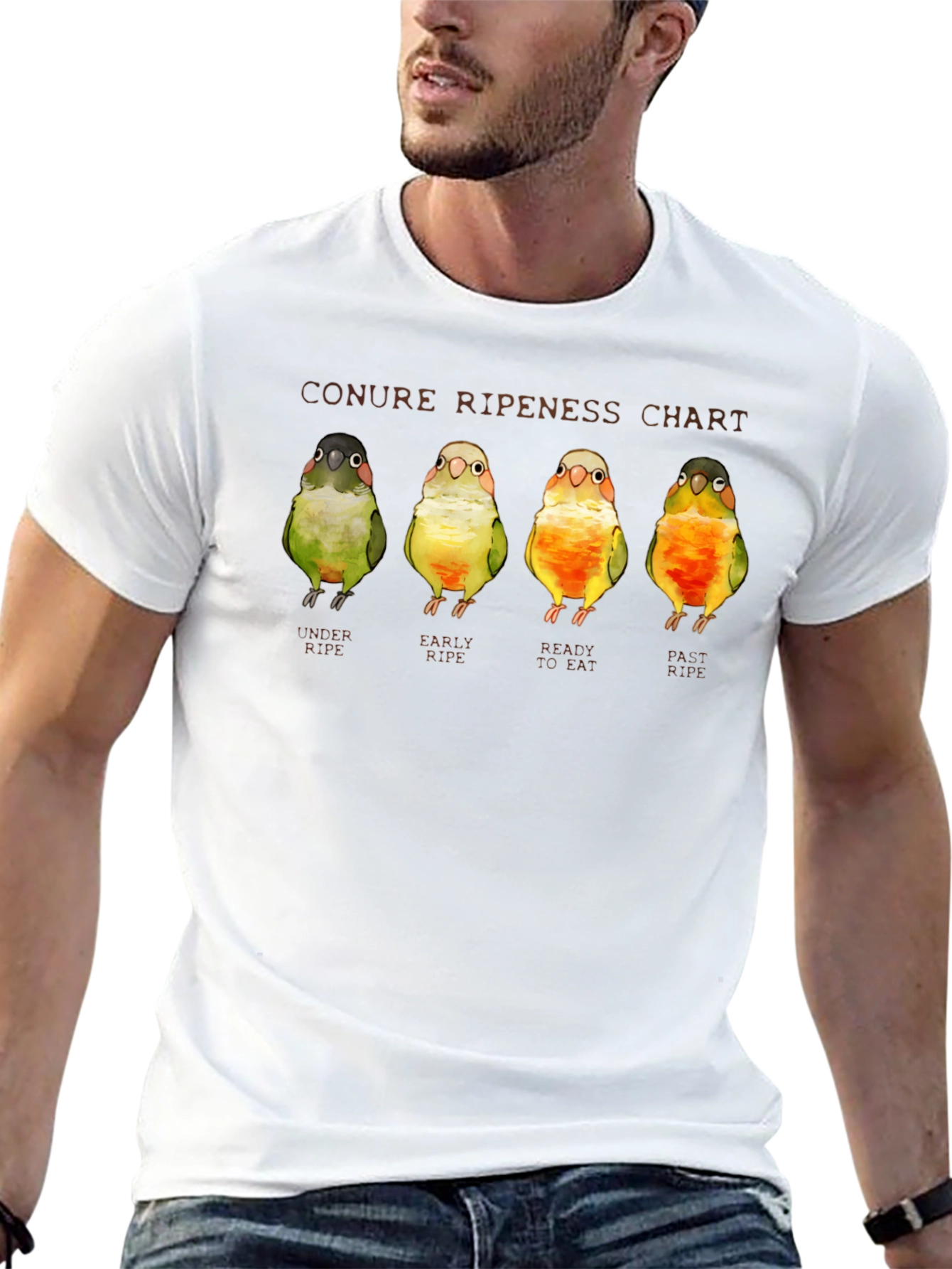 Black Conure Ripeness Chart Graphic T-Shirt view 13