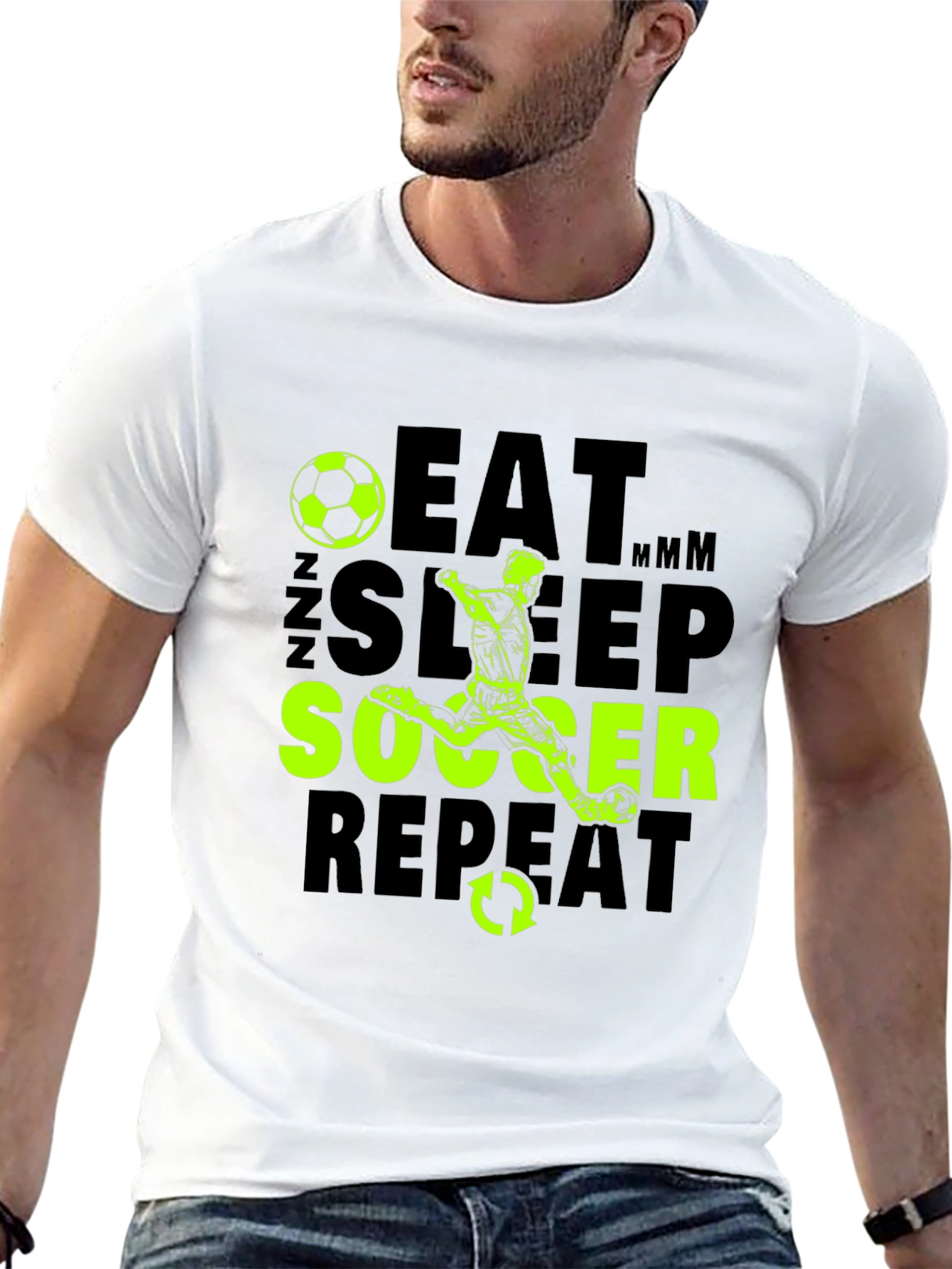 Black Eat Sleep Soccer Repeat Graphic T-Shirt view 13