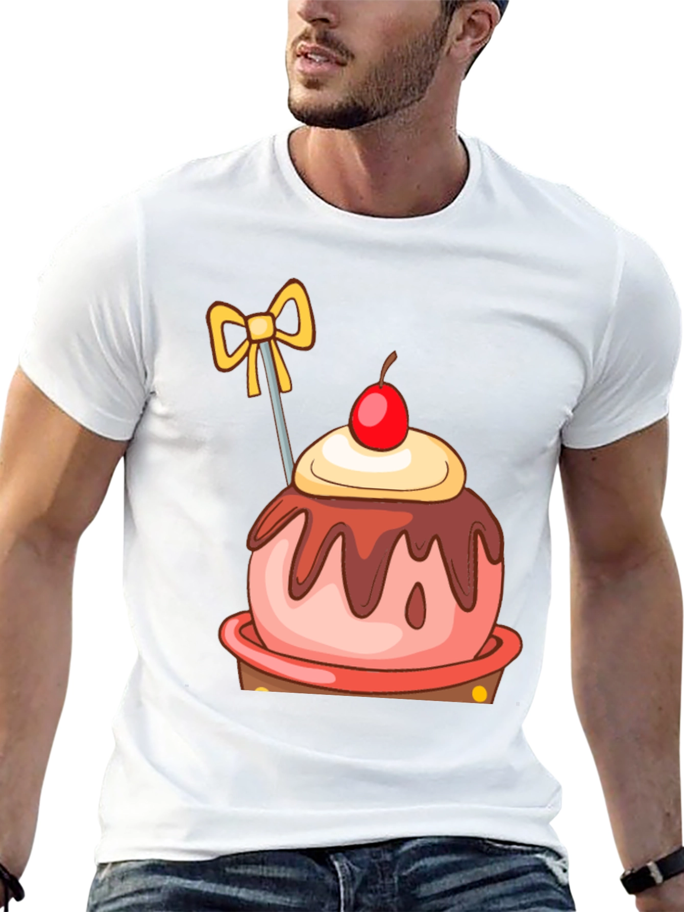 Black Cartoon Cupcake T-Shirt view 13