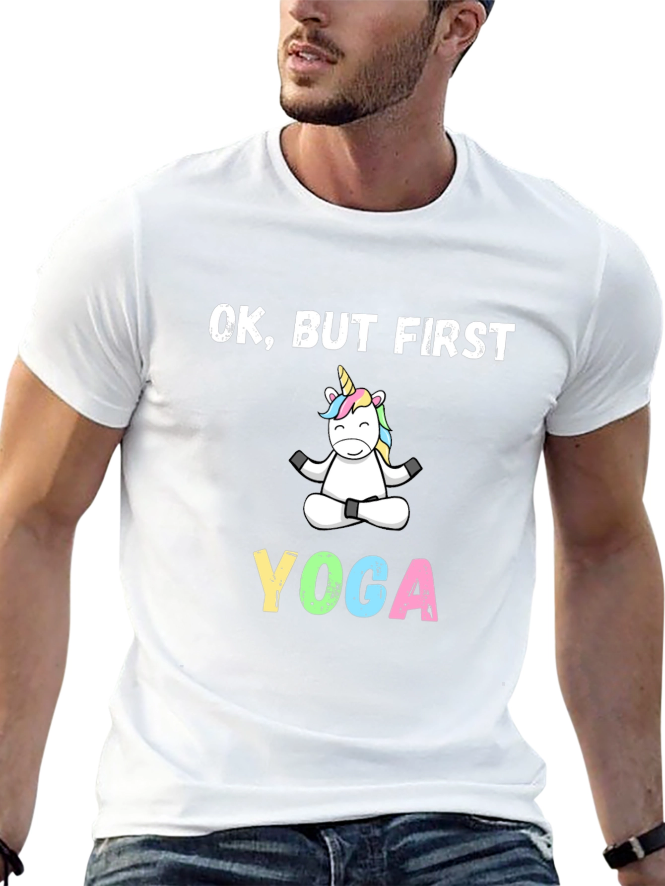 Black Yoga Unicorn T-Shirt - OK, But First Yoga view 13