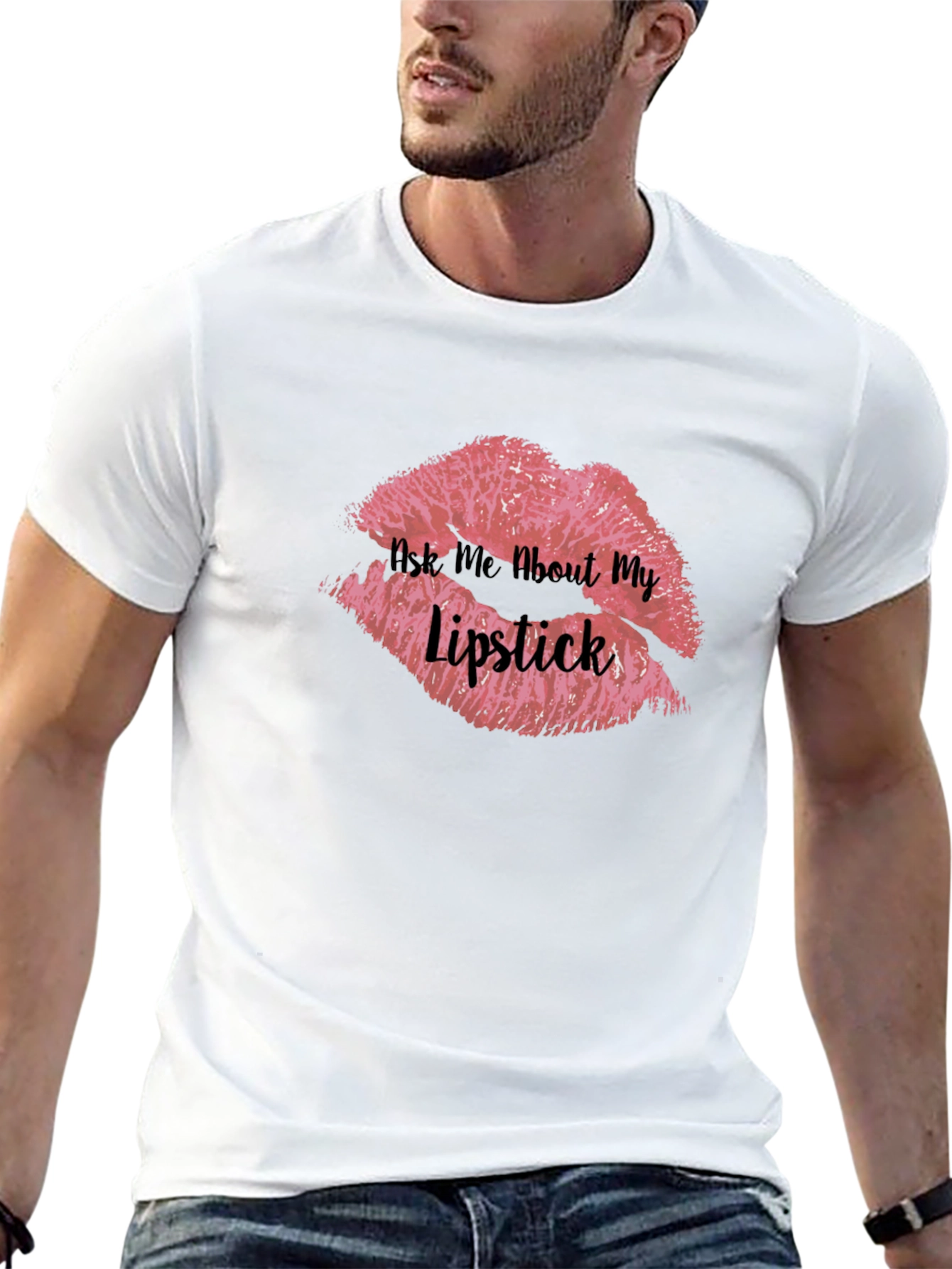 Black Ask Me About My Lipstick T-Shirt view 13